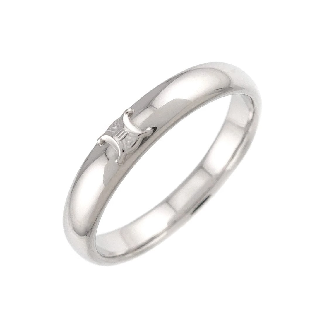 CELINE TRIOMPHE RING PLATINUM: CELINE Triomphe Ring Platinum Brand: CELINE Type/Style: Ring Material: Pt900, Color: Platinum Size: 7.5-7.75(US) Accessories: None Accessories Notice: When purchasing pre-owned goods, please refer to