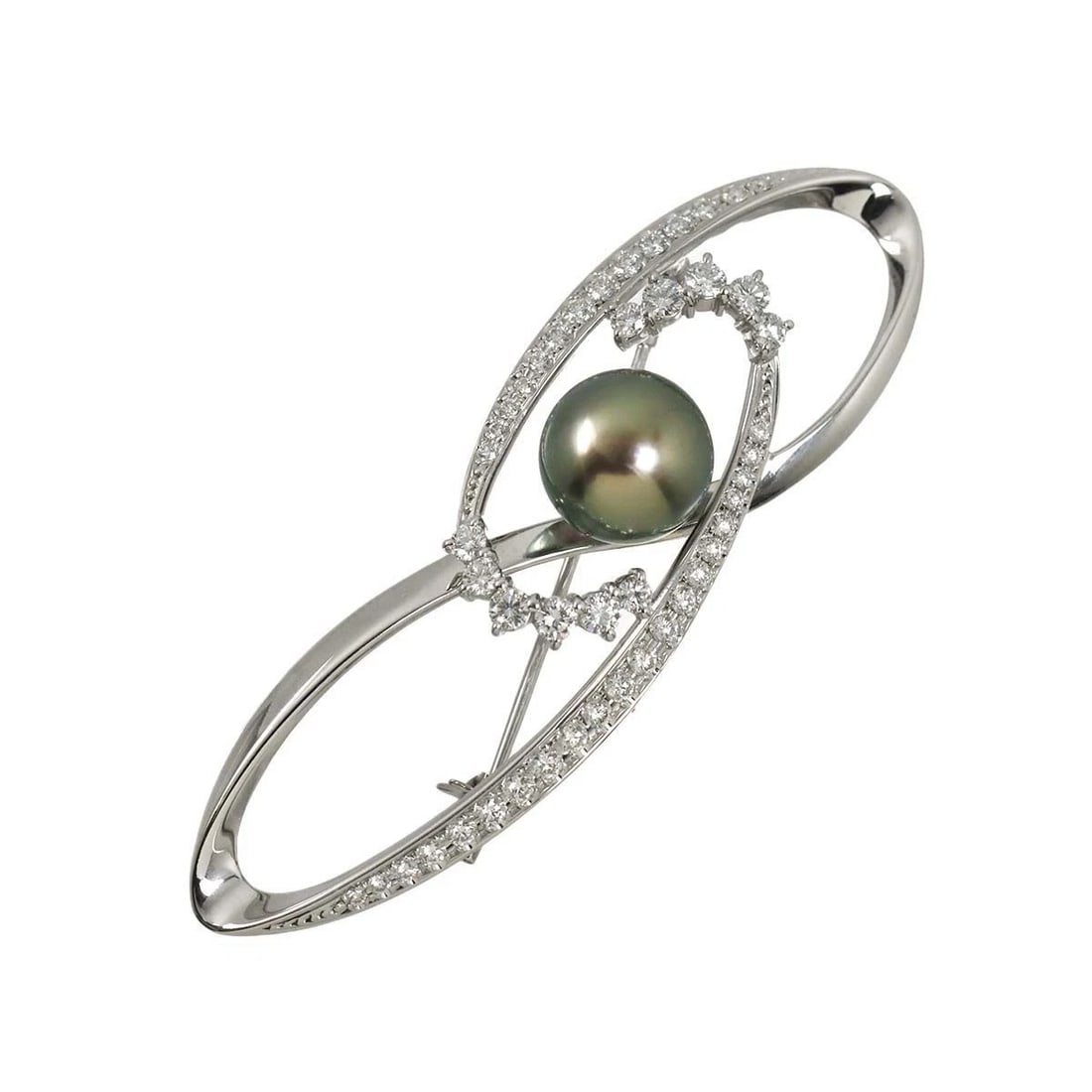 MIKIMOTO SOUTH DIAMOND BROOCH: MIKIMOTO South Diamond Brooch Brand: MIKIMOTO Type/Style: Brooch Material: 750 White Gold, Color: White Gold Size: W63.5 x H18.5mm Thickness:12.2mm Accessories: None Accessories Notice: When