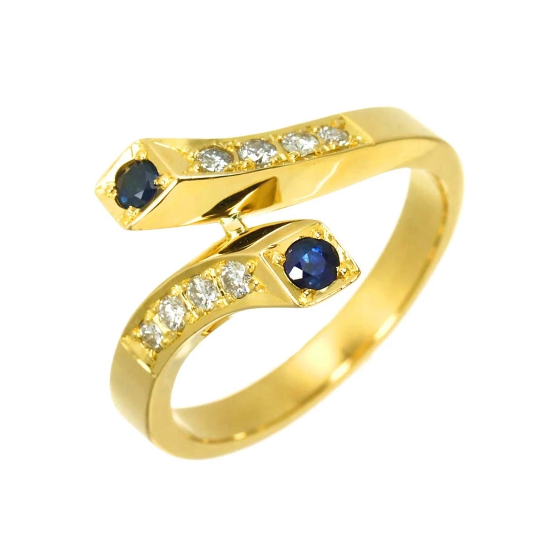 AQUASCUTUM SAPPHIRE DIAMOND RING YG 750: Aquascutum Sapphire Diamond Ring YG 750 Brand: Aquascutum Type/Style: Ring Material: 750 Yellow Gold, Main Stone Sapphire Color: Gold Size: 6(US) Accessories: None Accessories Notice: When