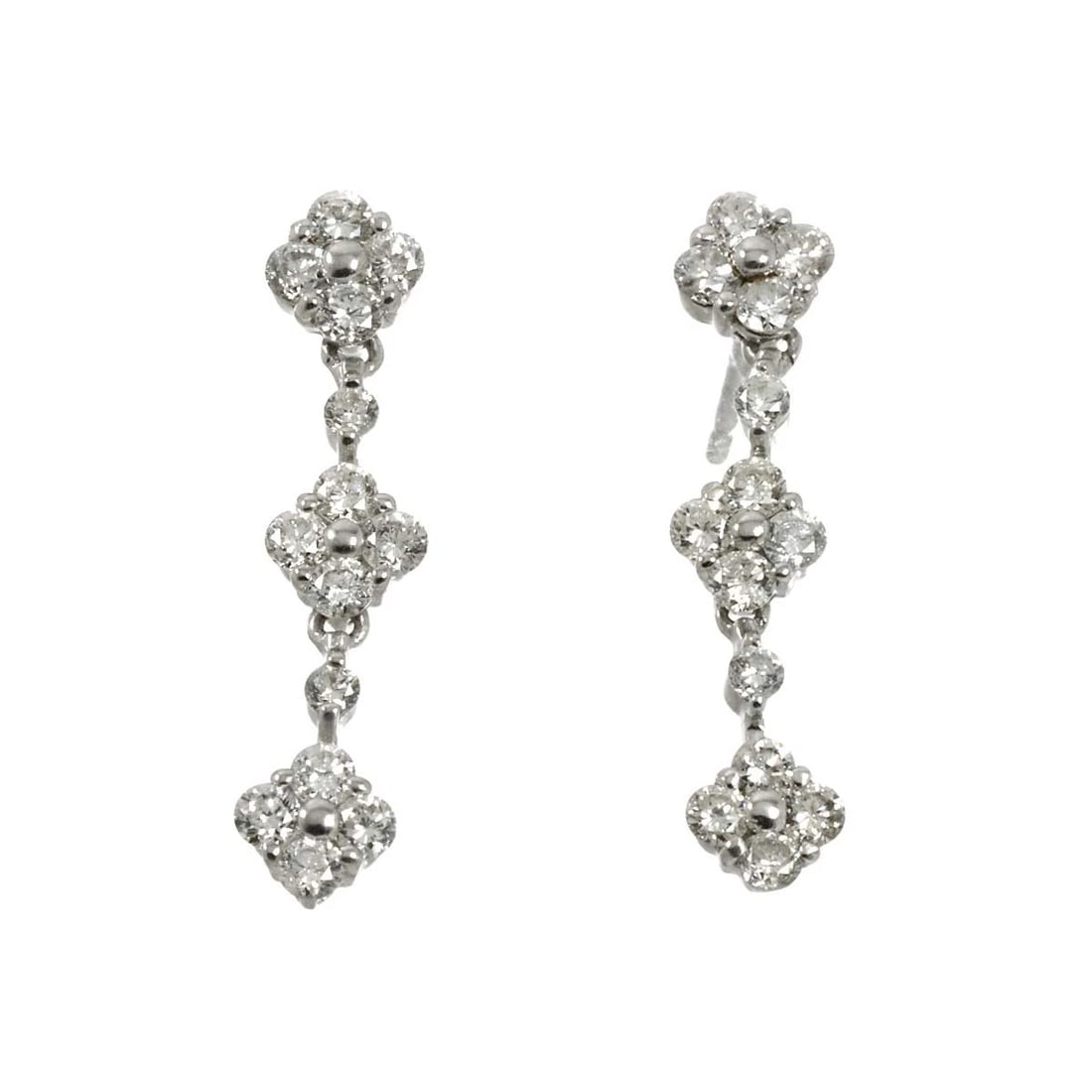 DIAMOND EARRINGS PIERCED WG 750: Diamond Earrings Pierced WG 750 Brand: Unbranded Type/Style: Earrings Material: 750 White Gold, Main Stone Natural Color: White Gold Size: W 5.2 x H 23.5mm Accessories: None Accessories No