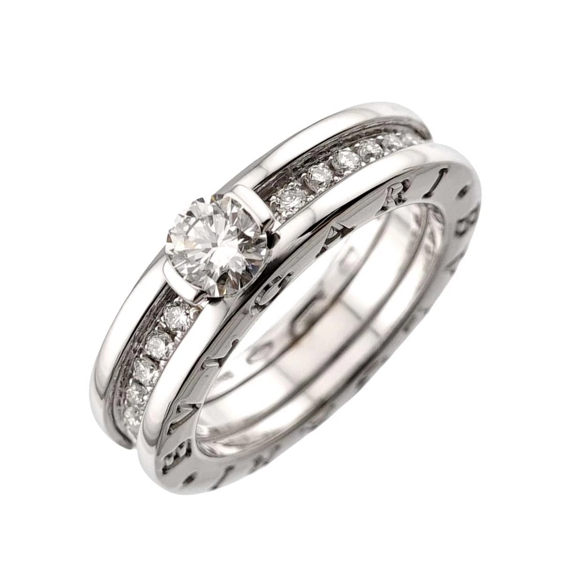 BVLGARI B-ZERO1 DIAMOND RING: BVLGARI B-ZERO1 Diamond Ring Brand: BVLGARI Type/Style: Ring Material: 750 White Gold, Main Stone Natural Color: White Gold Size: 4.5-4.75(US) Accessories: None Accessories Notice: When pu