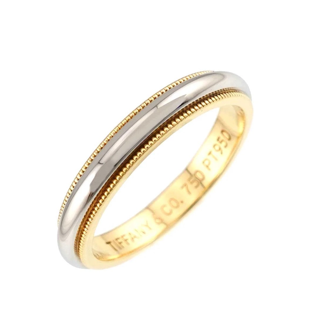 TIFFANY CO. MILGRAIN BAND RING YG 750: TIFFANY Co. Milgrain Band Ring YG 750 Brand: TIFFANY Co. Type/Style: Ring Material: 750 Yellow Gold 950 Platinum, Color: Gold Size: 7.75-8(US) Accessories: None Accessories Notice: When purchasing