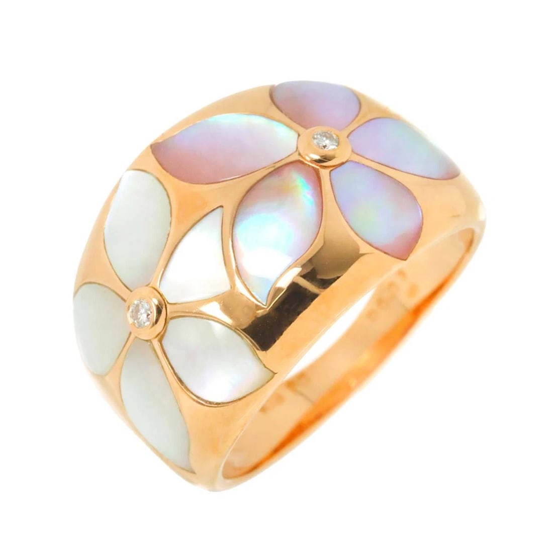 SHELL DIAMOND RING PINK GOLD 750: Shell Diamond Ring Pink Gold 750 Brand: Unbranded Type/Style: Ring Material: 750 Pink Gold, Color: Pink Gold Size: 6.75(US) Accessories: None Accessories Notice: When purchasing pre-owned