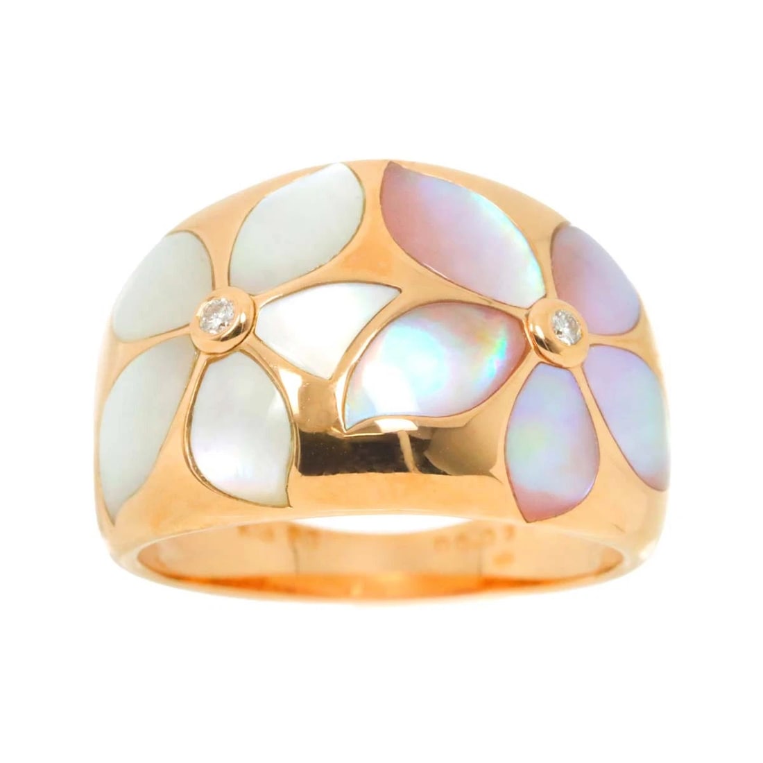 SHELL DIAMOND RING PINK GOLD 750 - 2
