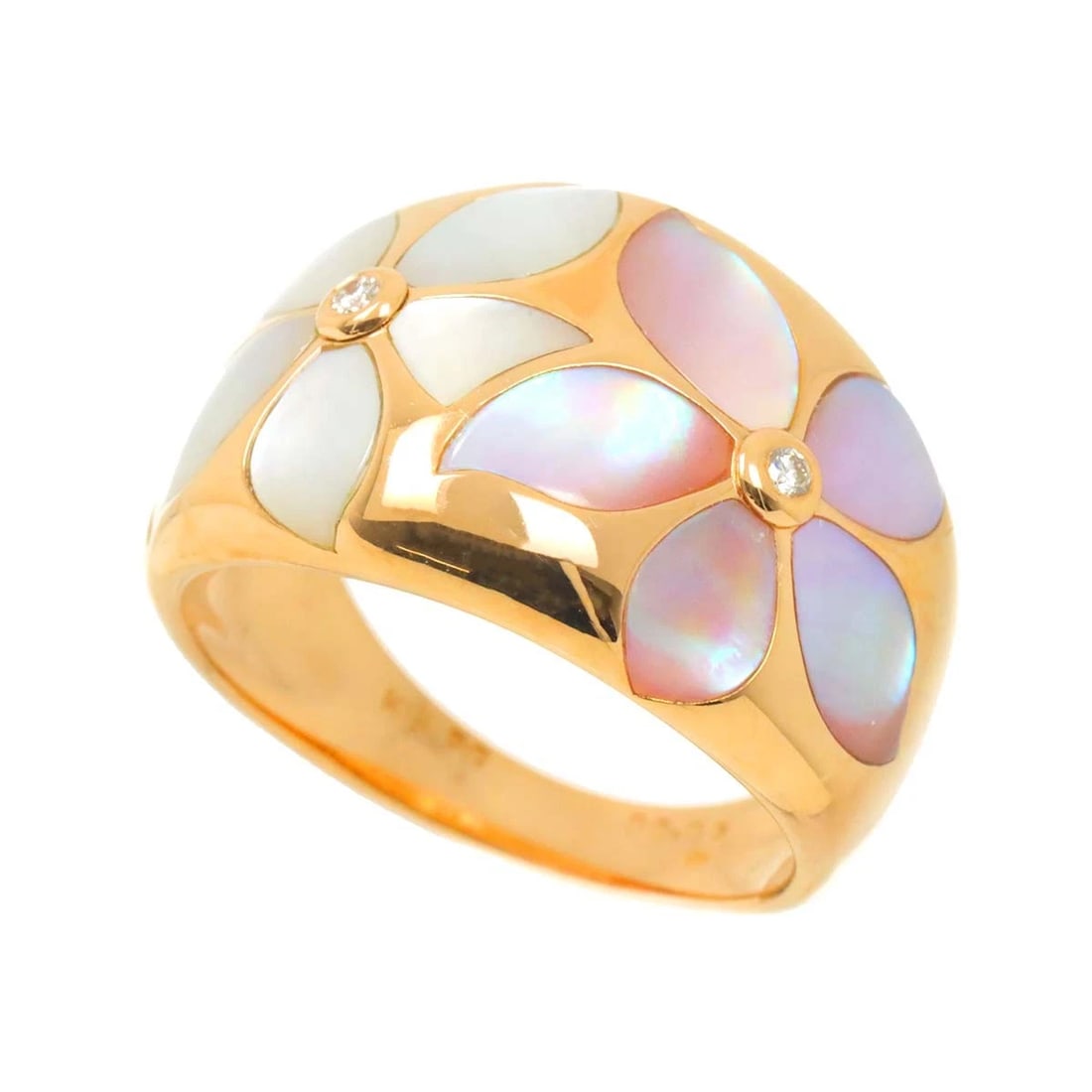 SHELL DIAMOND RING PINK GOLD 750 - 3