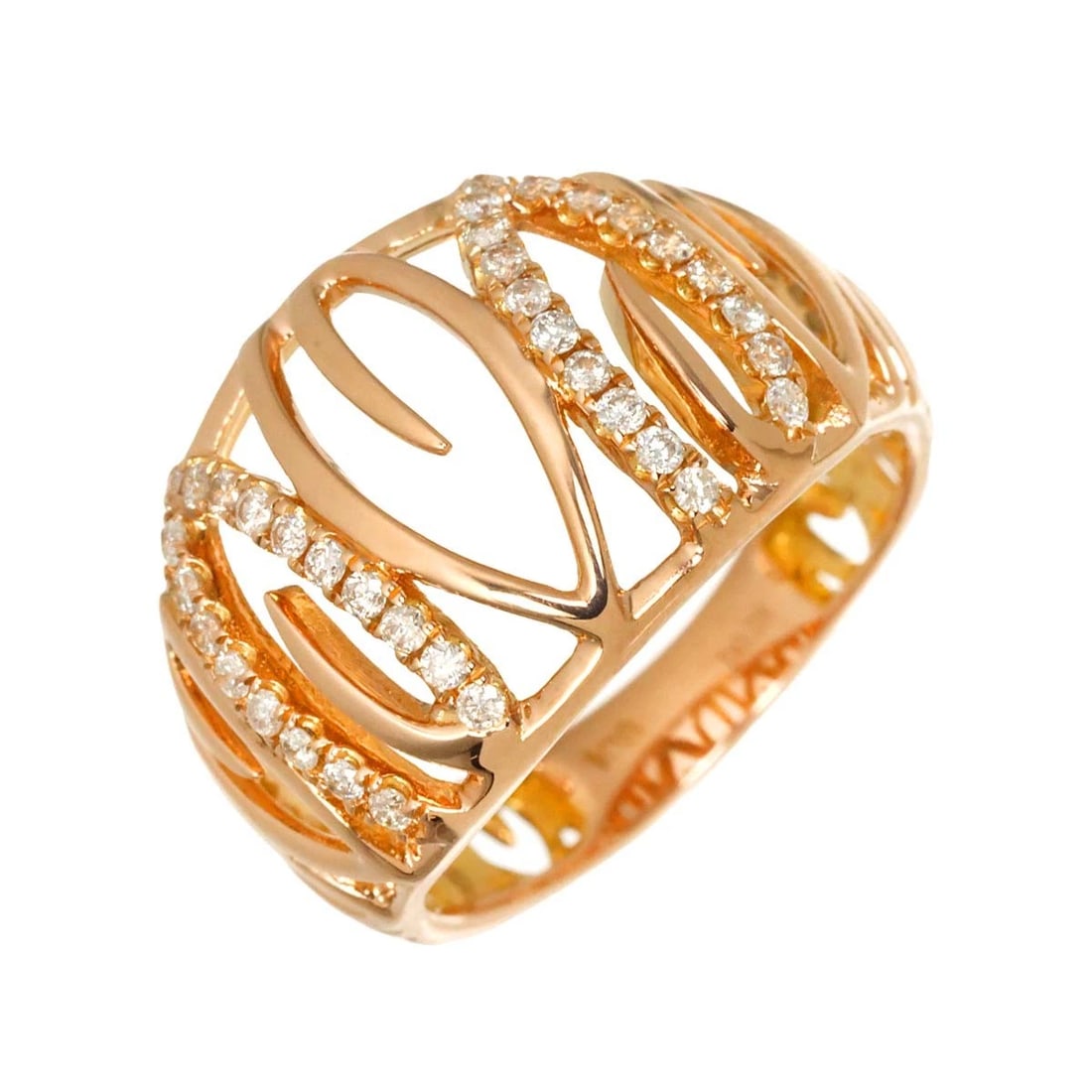 DIAMOND RING PINK GOLD 750: Diamond Ring Pink Gold 750 Brand: Unbranded Type/Style: Ring Material: 750 Pink Gold, Color: Pink Gold Size: 5.25-5.5(US) Accessories: None Accessories Notice: When purchasing pre-owned goods, please
