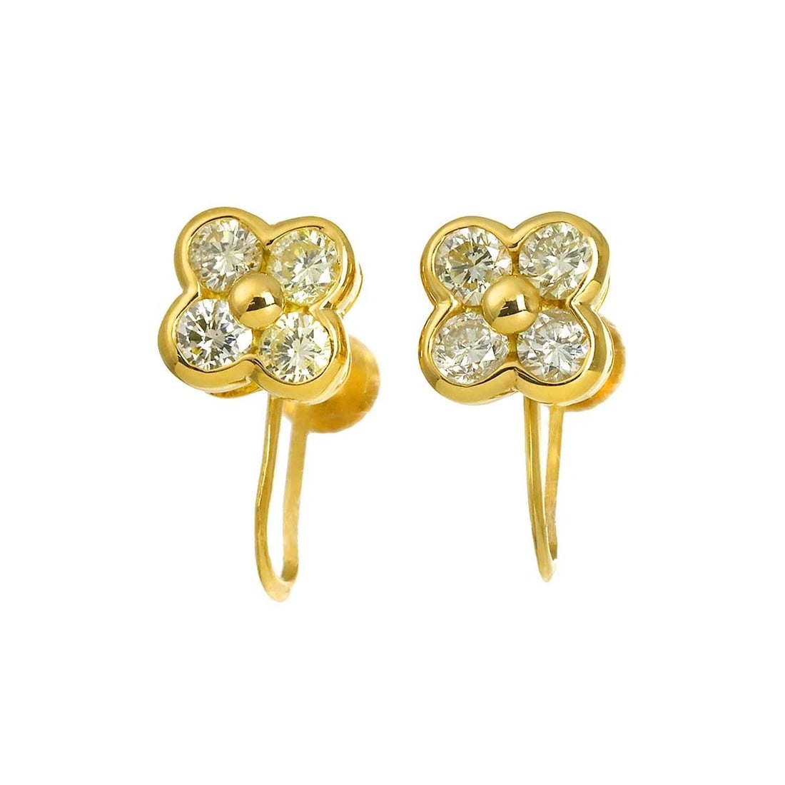 DIAMOND EARRINGS YG 750: Diamond Earrings YG 750 Brand: Unbranded Type/Style: Earrings Material: 750 Yellow Gold, Main Stone Natural Color: Yellow Gold Size: W 6.4 x H 6.4mm Accessories: None Accessories Notice: W