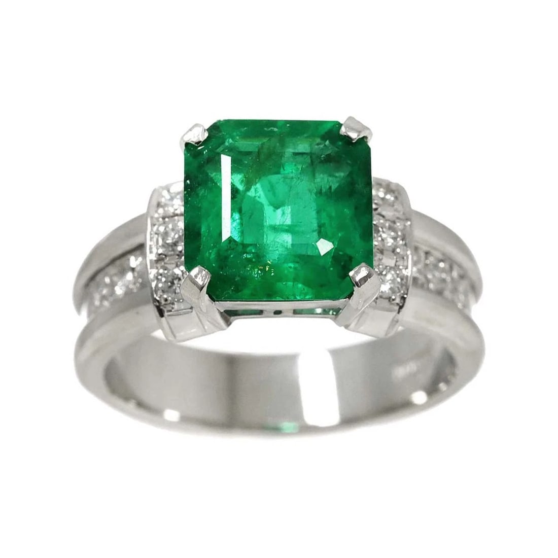EMERALD DIAMOND RING PLATINUM - 2