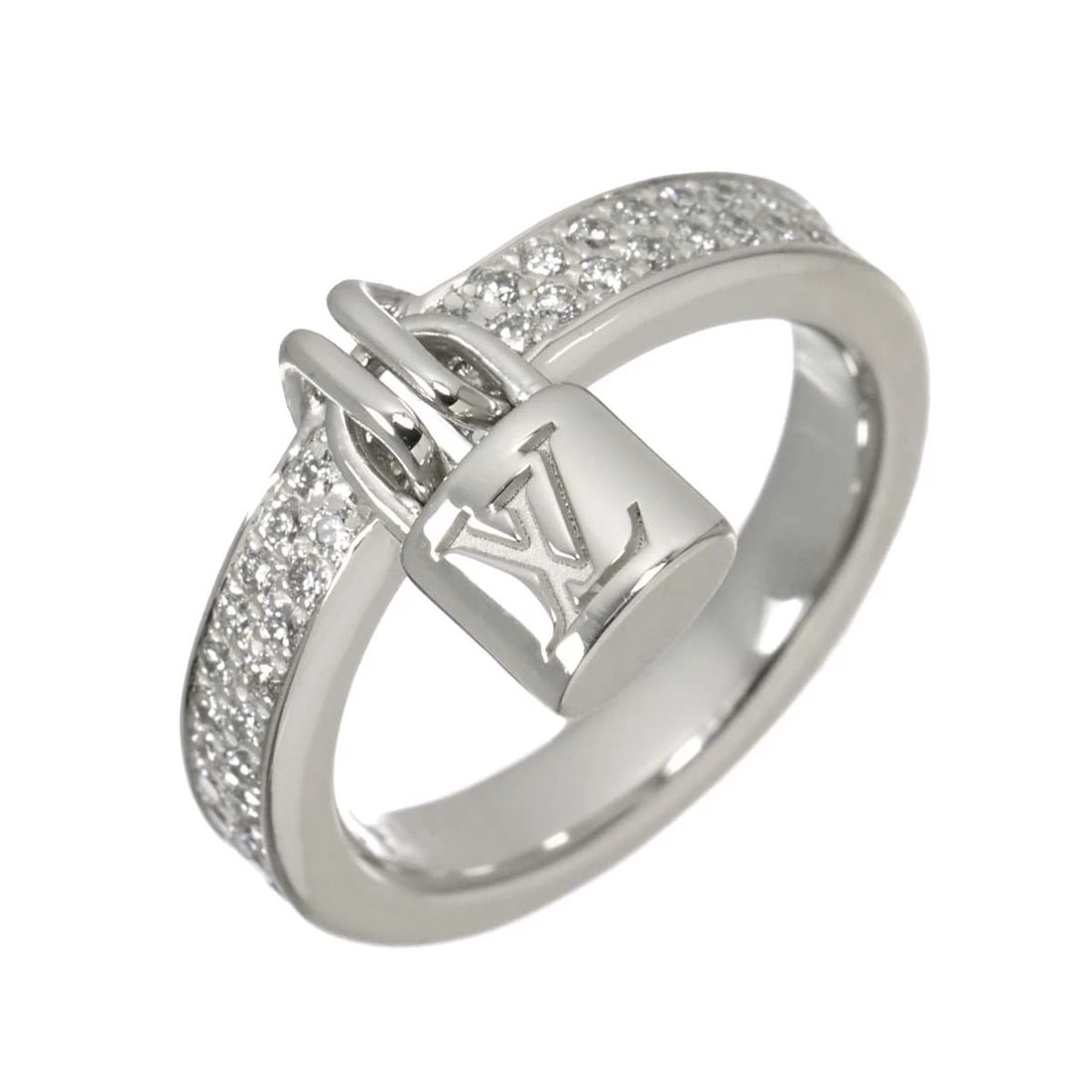 LOUIS VUITTON LOCKIT DIAMOND RING: LOUIS VUITTON Lockit Diamond Ring Brand: LOUIS VUITTON Type/Style: Ring Material: 750 White Gold, Color: White Gold Size: 5.5-5.75(US) Accessories: None Accessories Notice: When purchasing pre-owned