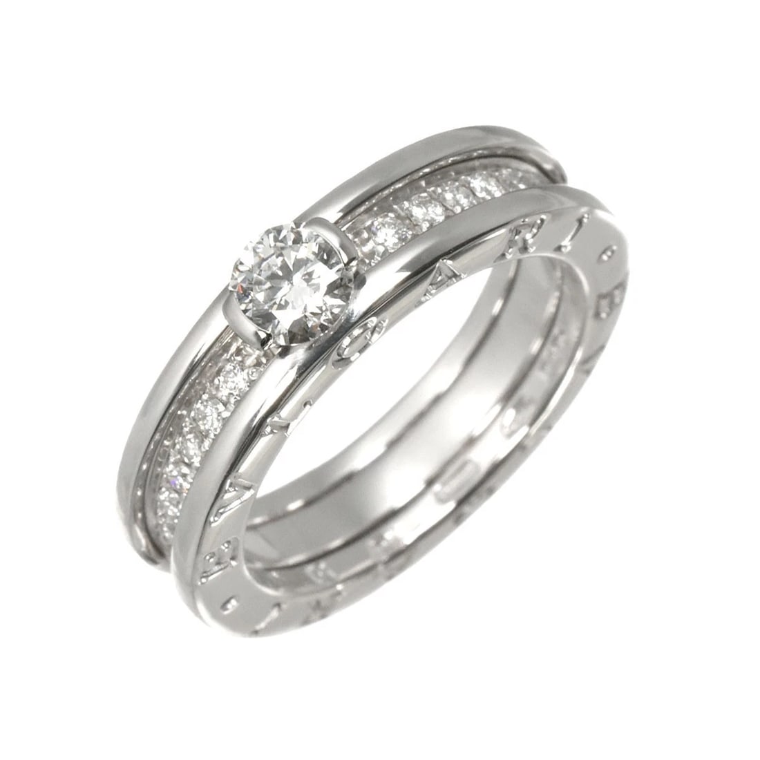 BVLGARI B-ZERO1 DIAMOND RING WG: BVLGARI B-ZERO1 Diamond Ring WG Brand: BVLGARI Type/Style: Ring Material: 750 White Gold, Main Stone Natural Color: White Gold Size: 5.25-5.5(US) Accessories: None Accessories Notice: When purchasing