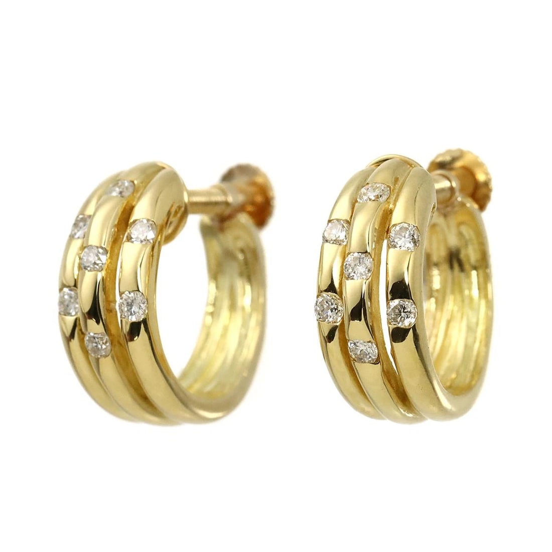 DIAMOND EARRINGSYG 750: Diamond EarringsYG 750 Brand: Unbranded Type/Style: Earrings Material: 750 Yellow Gold, Main Stone Natural Color: Yellow Gold Size: W 5.3 x H 12.9mm Accessories: None Accessories Notice: When