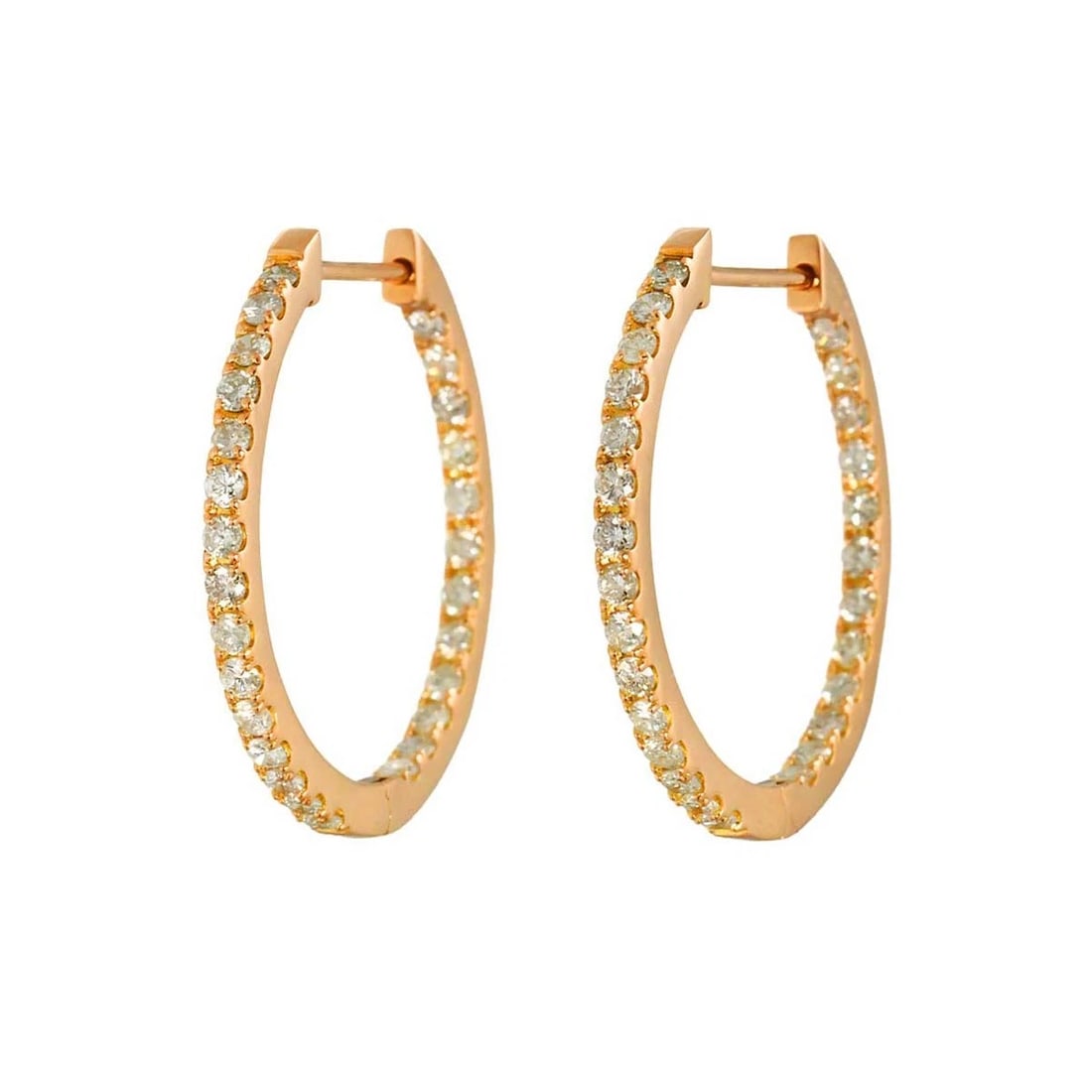 DIAMOND EARRINGS PIERCED PINK GOLD 750: Diamond Earrings Pierced Pink Gold 750 Brand: Unbranded Type/Style: Earrings Material: 750 Pink Gold, Main Stone Natural Color: Pink Gold Size: W 1.7 x H 23.8mm Accessories: None Accessori