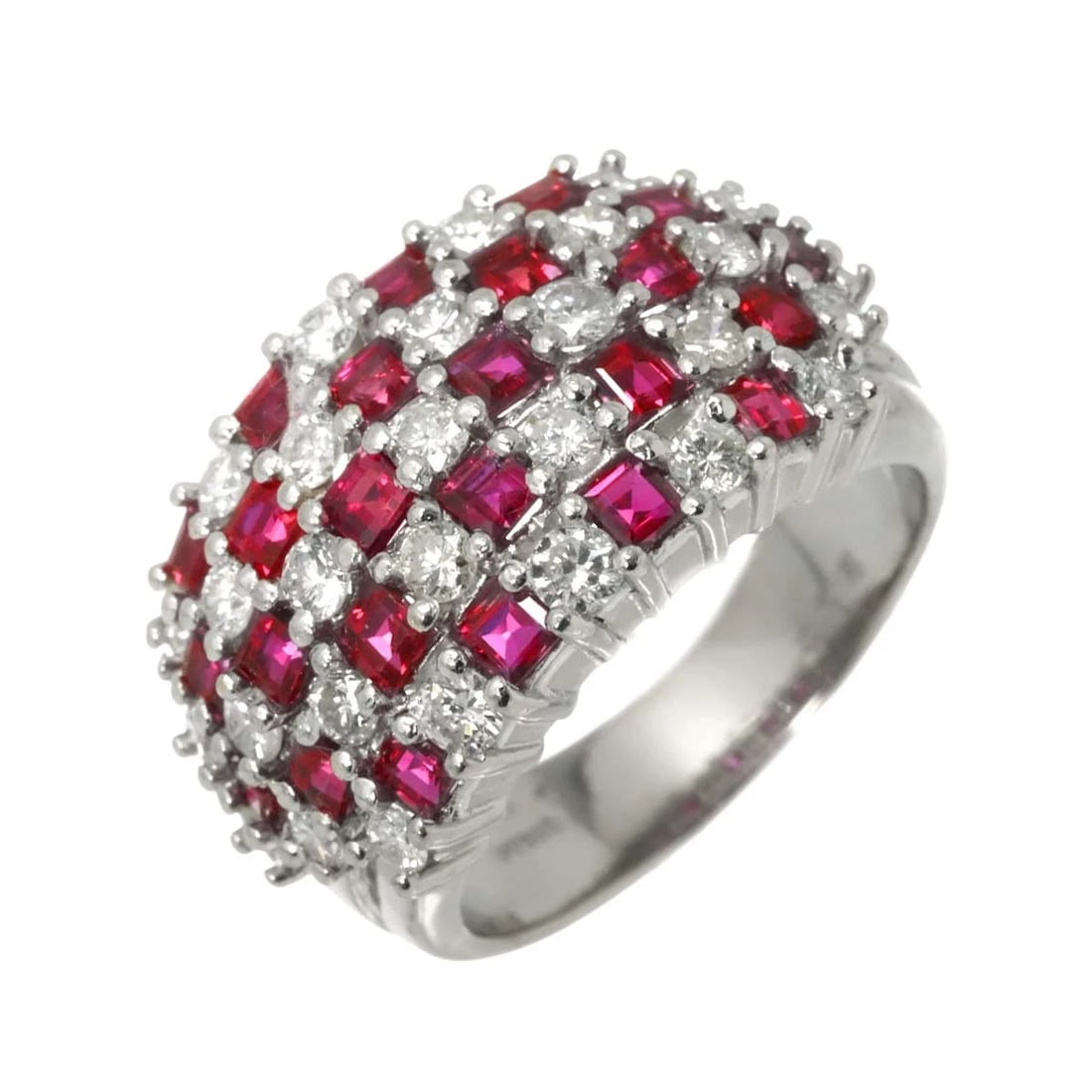 RUBY DIAMOND RING PT PLATINUM: Ruby Diamond Ring Pt Platinum Brand: Unbranded Type/Style: Ring Material: Pt900, Main Stone Ruby Color: Platinum Size: 6-6.25(US) Accessories: None Accessories Notice: When purchasing pre-owned