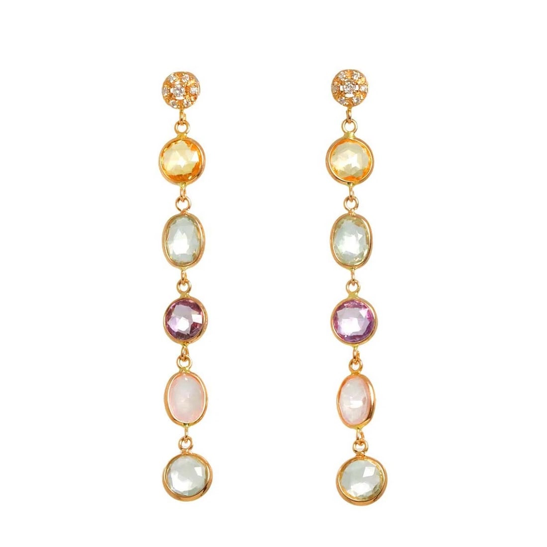 QUARTZ DIAMOND EARRINGS PIERCED PINK GOLD 750: Quartz Diamond Earrings Pierced Pink Gold 750 Brand: Unbranded Type/Style: Earrings Material: 750 Pink Gold, Color: Pink Gold Size: W 7.1 x H 60.5mm Accessories: None Accessories Notice: W