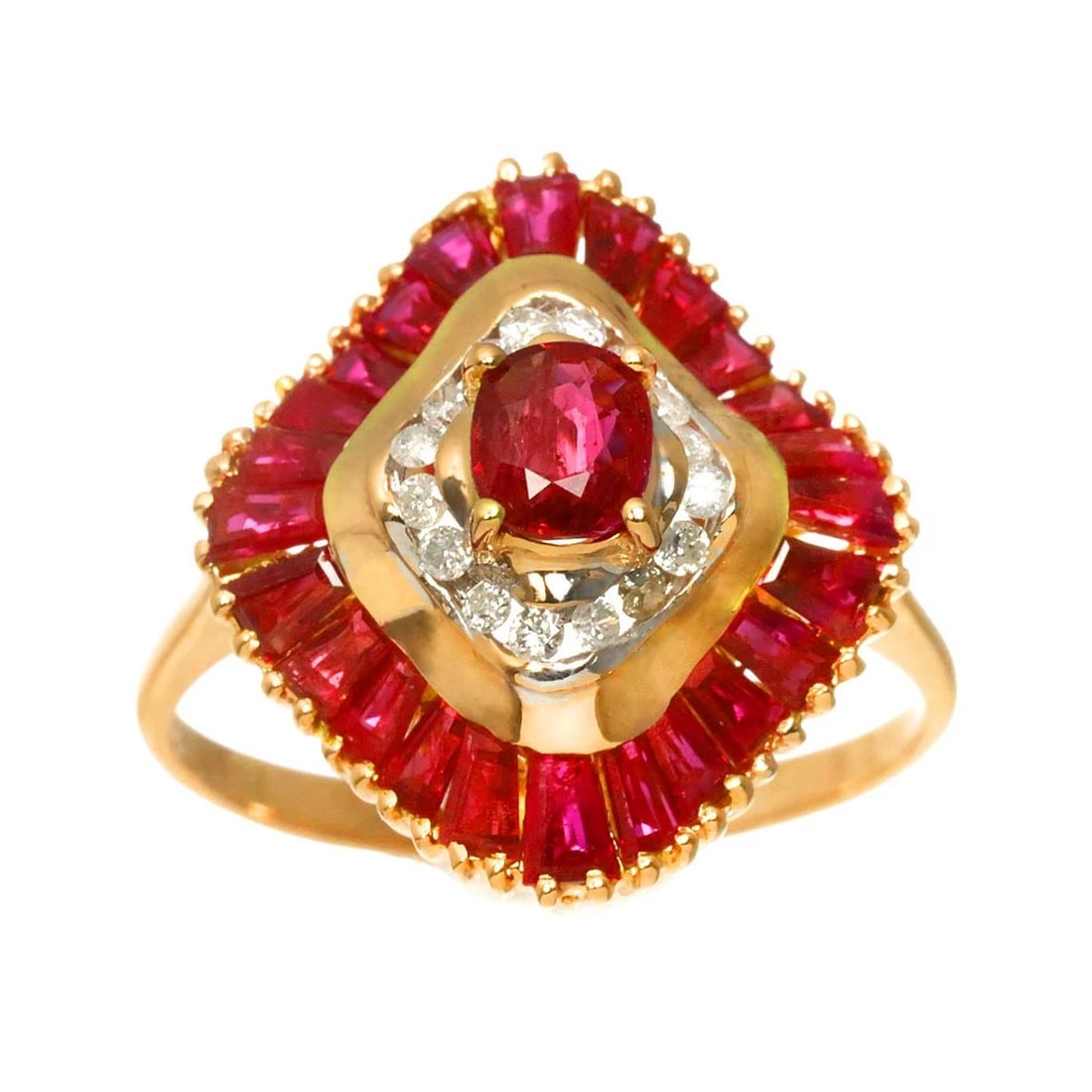 RUBY DIAMOND RING PINK GOLD 750 - 2