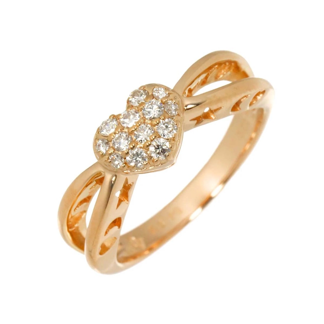 PONTE VECCHIO DIAMOND HEART RING PG 750: Ponte Vecchio Diamond Heart Ring PG 750 Brand: Ponte Vecchio Type/Style: Ring Material: 750 Pink Gold, Main Stone Natural Color: Pink Gold Size: 6(US) Accessories: None Accessories Notice: When