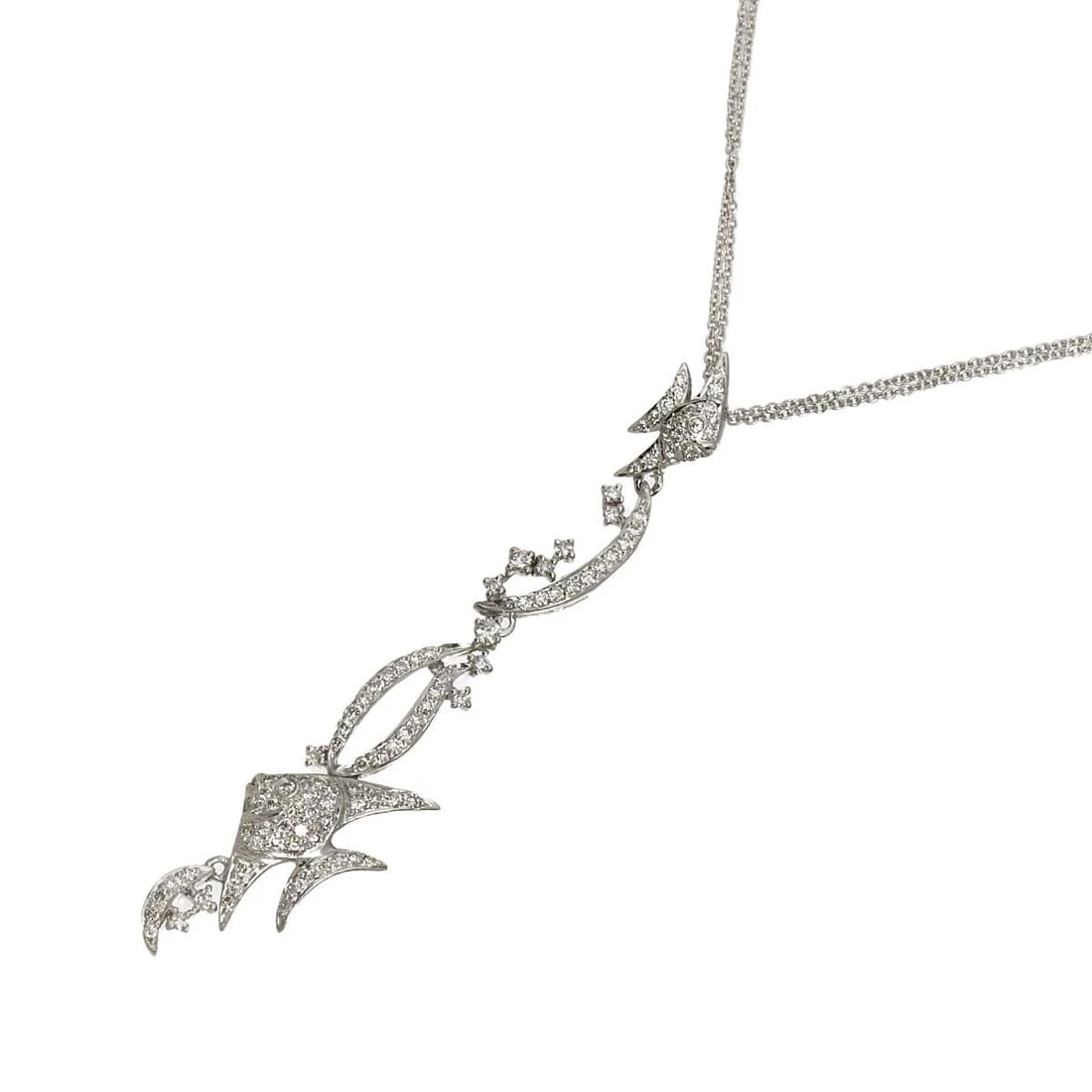 DIAMOND NECKLACE WHITE GOLD 750: Diamond Necklace White Gold 750 Brand: Unbranded Type/Style: Necklace Material: 750 White Gold, Color: White Gold Size: internal circumference of the chain:17.9inch-15.9inch Top Charm(max):W 11.2x H