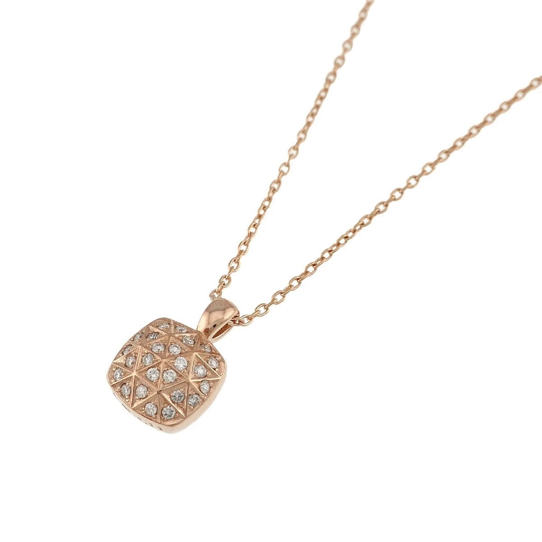 VENDOME AOYAMA DIAMOND NECKLACE: Vendome Aoyama Diamond Necklace Brand: Vendome Aoyama Type/Style: Necklace Material: 750 Pink Gold, Color: Pink Gold Size: internal circumference of the chain:19.7inch(Adjustable) Top Charm:W8.4 x
