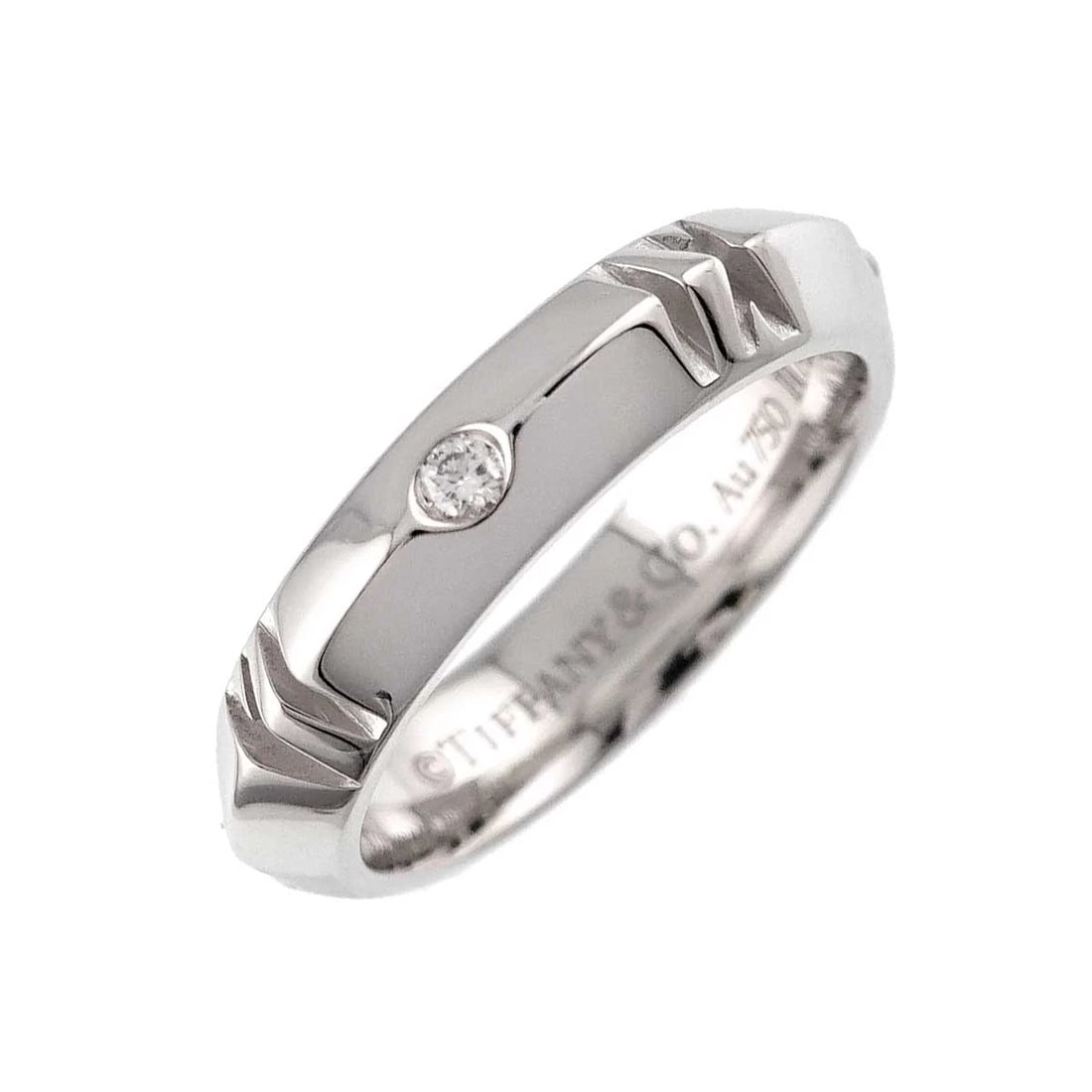 TIFFANY CO. ATLAS DIAMOND RING WHITE GOLD 750: TIFFANY Co. Atlas Diamond Ring White Gold 750 Brand: TIFFANY Co. Type/Style: Ring Material: 750 White Gold, Main Stone Natural Color: White Gold Size: 4.75-5(US) Accessories: None Accessor