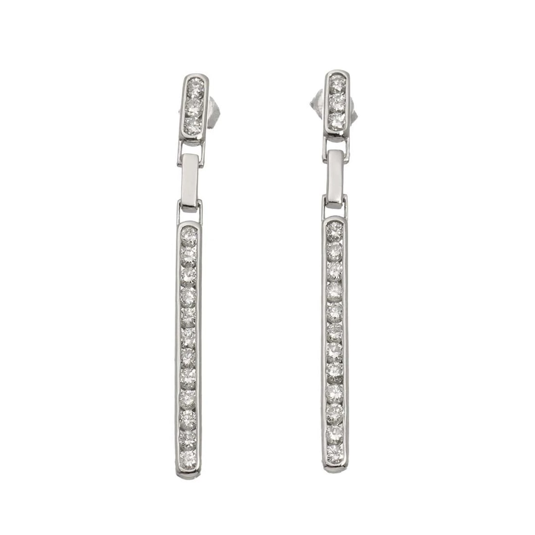 DIAMOND EARRINGS PIERCED WG 750: Diamond Earrings Pierced WG 750 Brand: Unbranded Type/Style: Earrings Material: 750 White Gold,Platinum, Color: White Gold Size: W 3.2 x H 47mm Accessories: None Accessories Notice: When p