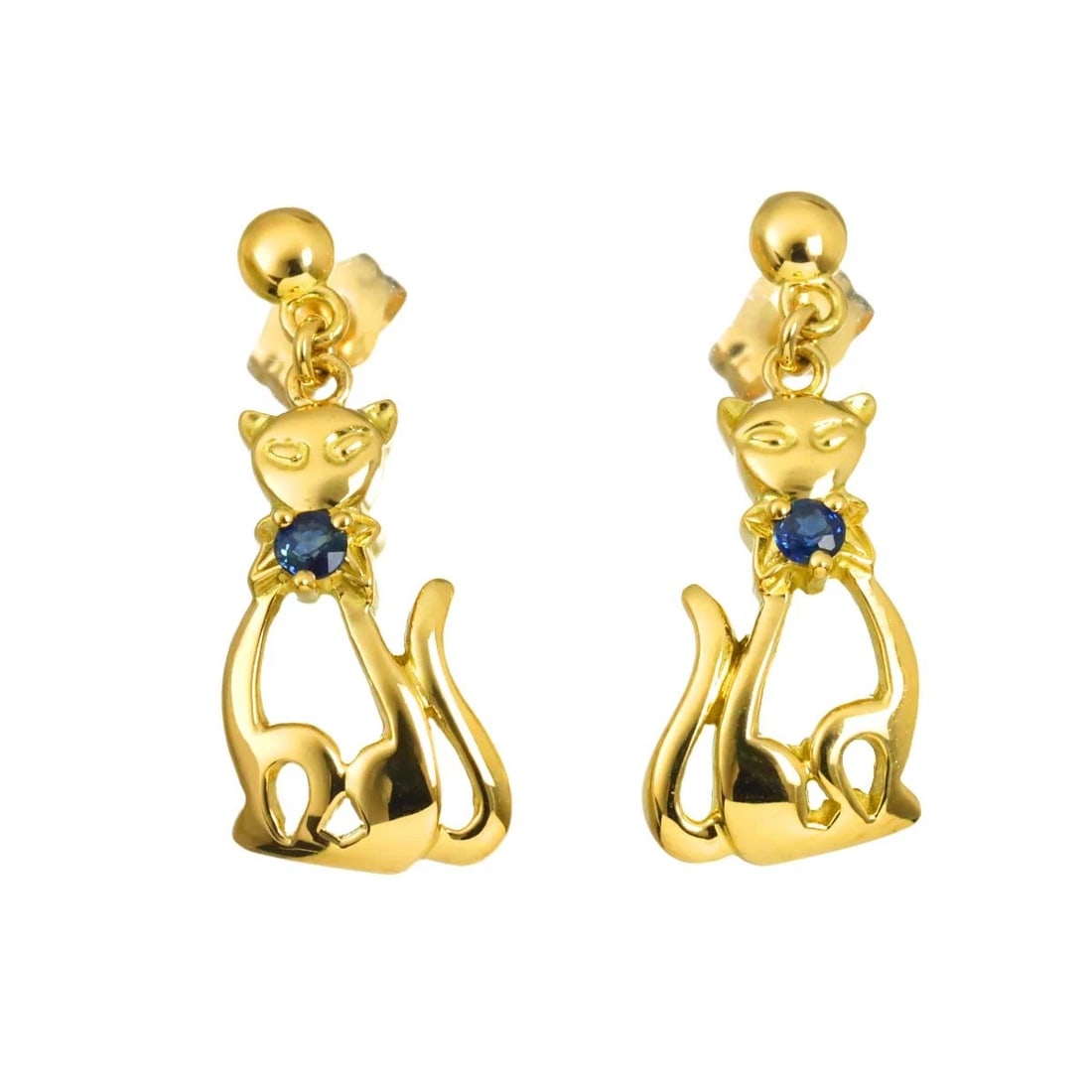 SAPPHIRE EARRINGS PIERCED YELLOW GOLD 750: Sapphire Earrings Pierced Yellow Gold 750 Brand: Unbranded Type/Style: Earrings Material: 750 Yellow Gold, Main Stone Sapphire Color: Gold Size: W 9 x H 22mm Accessories: None Accessories