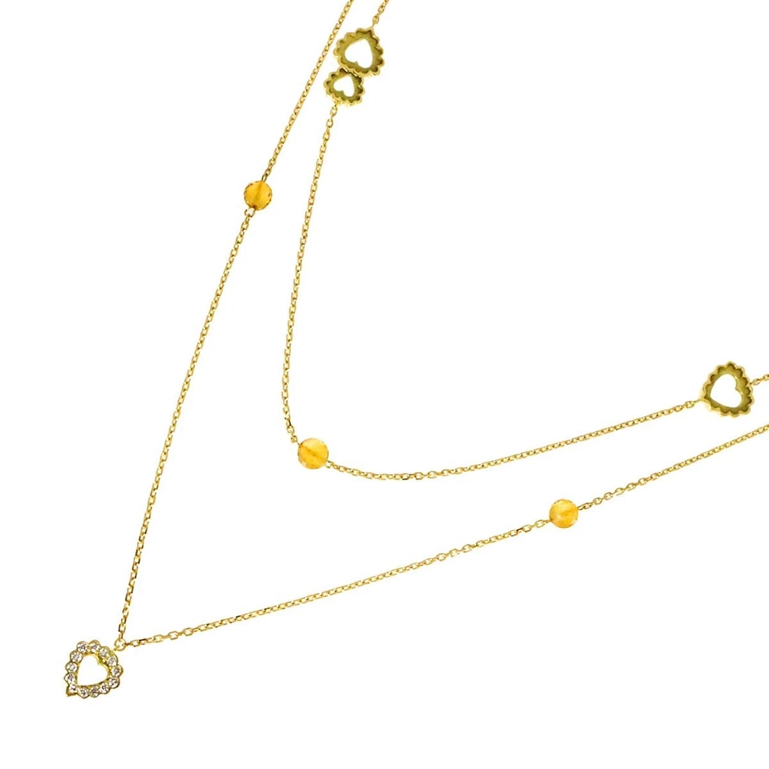 NINA RICCI CITRINE DIAMOND HEART LONG NECKLACE (1 of 6)
