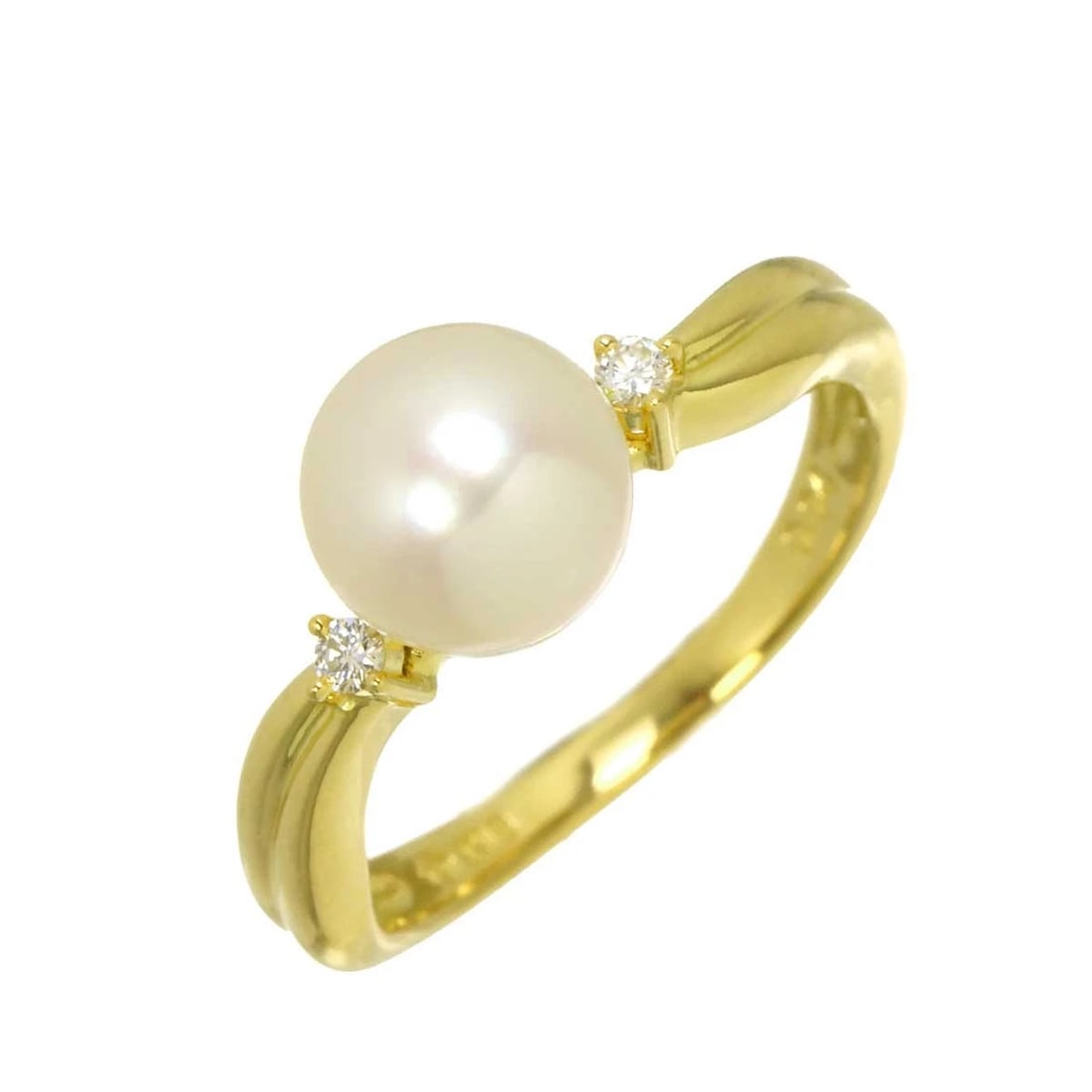 TASAKI AKOYA PEARL DIAMOND RING: TASAKI Akoya Pearl Diamond Ring Brand: TASAKI Type/Style: Ring Material: 750 Yellow Gold, Color: Yellow Gold Size: 5.75-6(US) Accessories: None Accessories Notice: When purchasing pre-owne