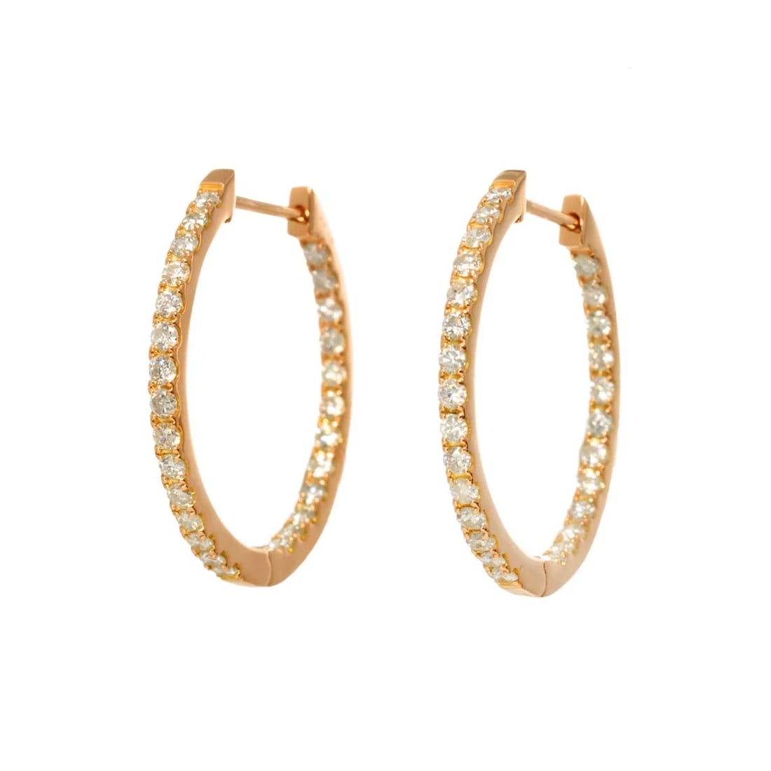 DIAMOND EARRINGS PIERCED PINK GOLD 750: Diamond Earrings Pierced Pink Gold 750 Brand: Unbranded Type/Style: Earrings Material: 750 Pink Gold, Color: Pink Gold Size: W 1.7 x H 23.9mm Accessories: None Accessories Notice: When pur