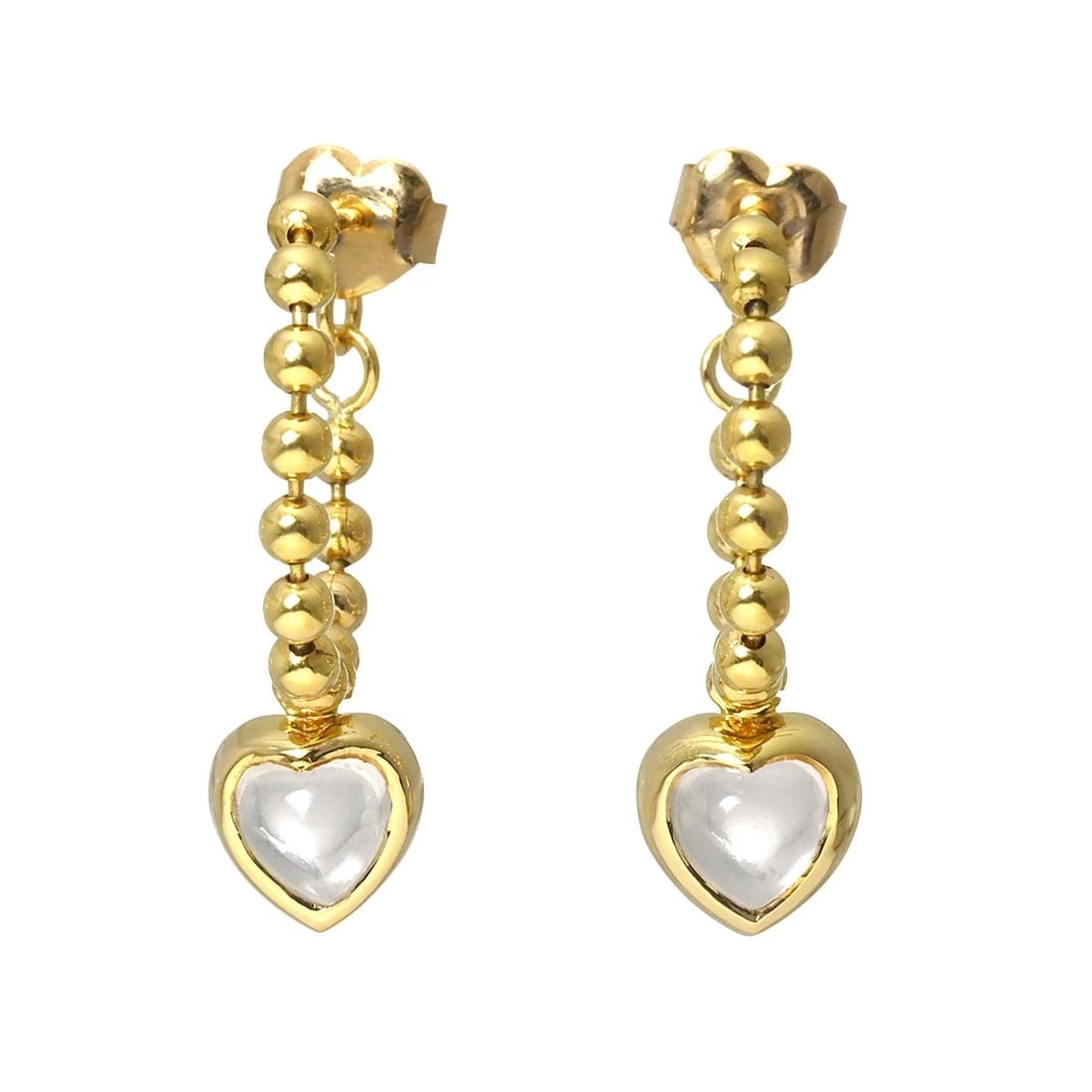 STAR JEWELRY HEART QUARTZ EARRINGS PIERCED: Star Jewelry Heart Quartz Earrings Pierced Brand: Star Jewelry Type/Style: Earrings Material: 750 Yellow Gold, Color: Gold Size: W7mm x H22.5mm Accessories: None Accessories Notice: When purchasing