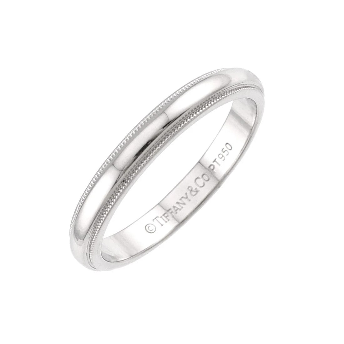 TIFFANY CO. MILGRAIN BAND RING PT: TIFFANY Co. Milgrain Band Ring Pt Brand: TIFFANY Co. Type/Style: Ring Material: PT950, Color: Platinum Size: 7.5(US) Accessories: None Accessories Notice: When purchasing pre-owned goods, please