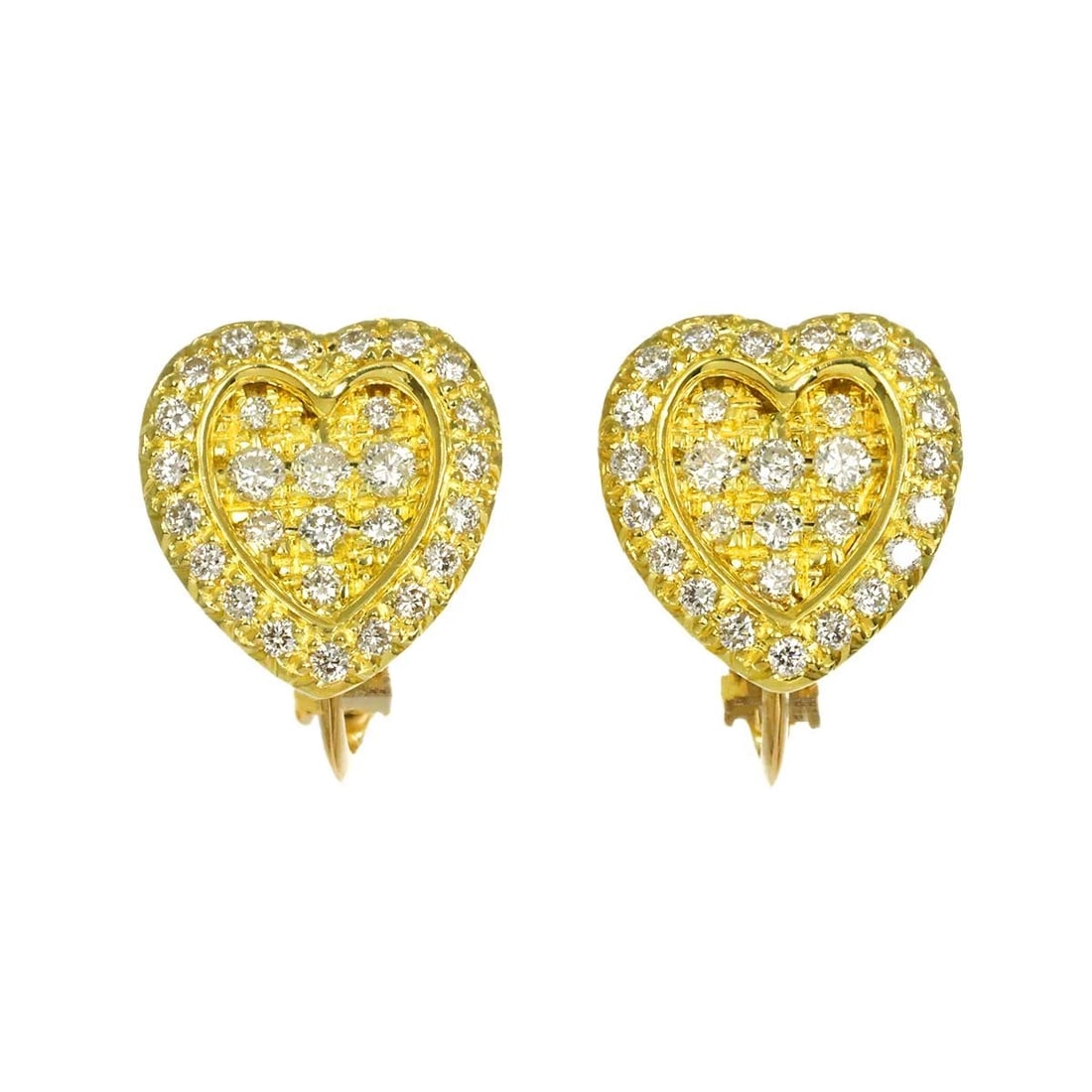DIAMOND EARRINGS YG 750: Diamond Earrings YG 750 Brand: Unbranded Type/Style: Earrings Material: 750 Yellow Gold, Color: Yellow Gold Size: W 12.3 x H 13.2mm Accessories: None Accessories Notice: When purchasing pr