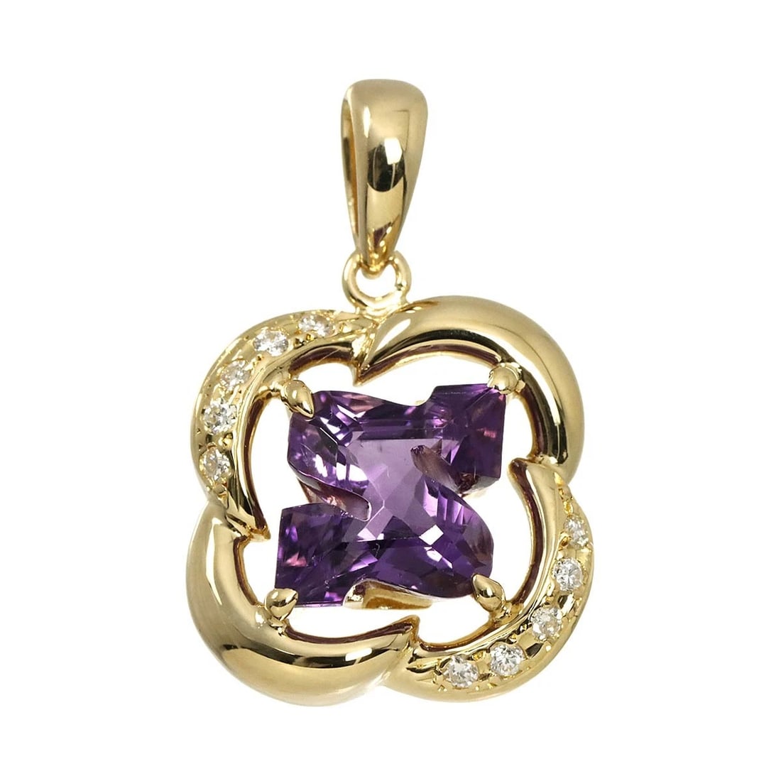TASAKI AMETHYST DIAMOND PENDANT TOP: TASAKI Amethyst Diamond Pendant Top Brand: TASAKI Type/Style: Pendant Material: 750 Yellow Gold, Color: Yellow Gold Size: W 13.3x H 20.5mm Thickness:5mm bail:(inside dimension) 2.4 x 4.5mm