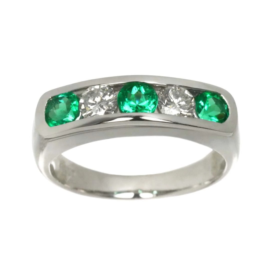 EMERALD DIAMOND RING PT PLATINUM - 2