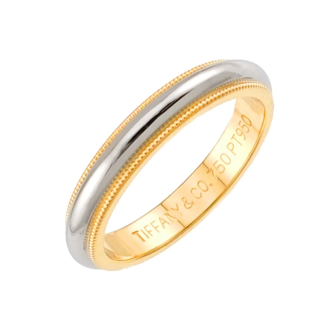 TIFFANY CO. MILGRAIN BAND RING YG 750: TIFFANY Co. Milgrain Band Ring YG 750 Brand: TIFFANY Co. Type/Style: Ring Material: 750 Yellow Gold Platinum, Color: Gold Size: 6.75(US) Accessories: None Accessories Notice: When purchasing