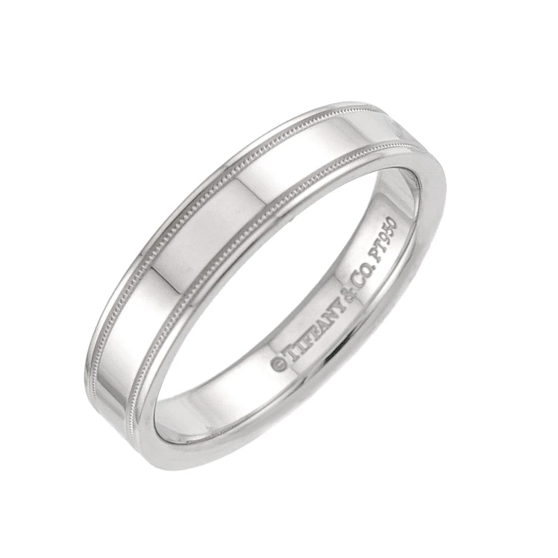TIFFANY CO. DOUBLE MILGRAIN RING PLATINUM: TIFFANY CO. Double Milgrain Ring Platinum Brand: TIFFANY Co. Type/Style: Ring Material: Pt950, Color: Platinum Size: 6.75(US) Accessories: None Accessories Notice: When purchasing pre-owne