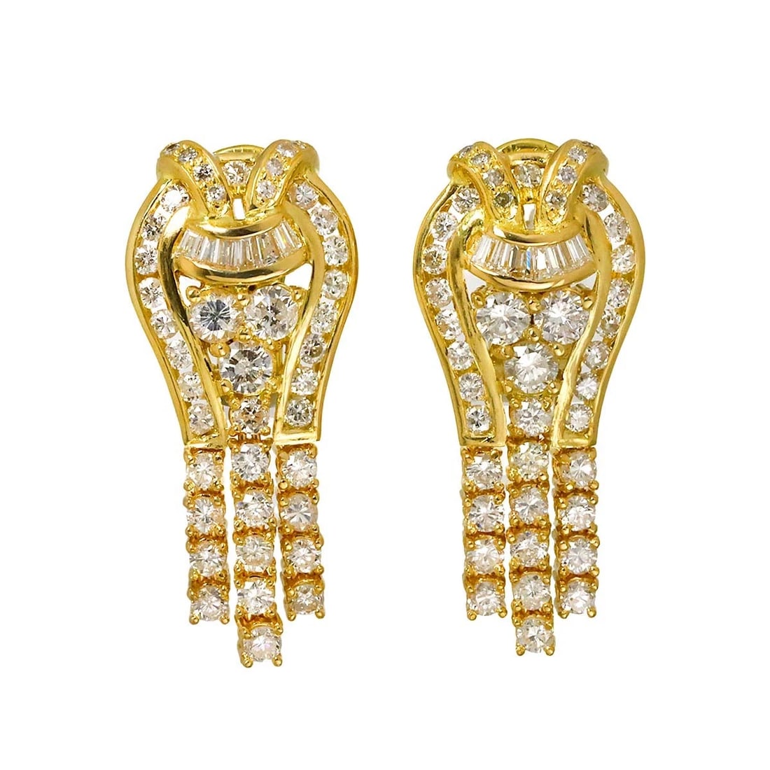 DIAMOND EARRINGS PIERCED YG 750: Diamond Earrings Pierced YG 750 Brand: Unbranded Type/Style: Earrings Material: 750 Yellow Gold, Main Stone Natural Color: Yellow Gold Size: W 14.4 x H 32.8mm Accessories: None Accessories