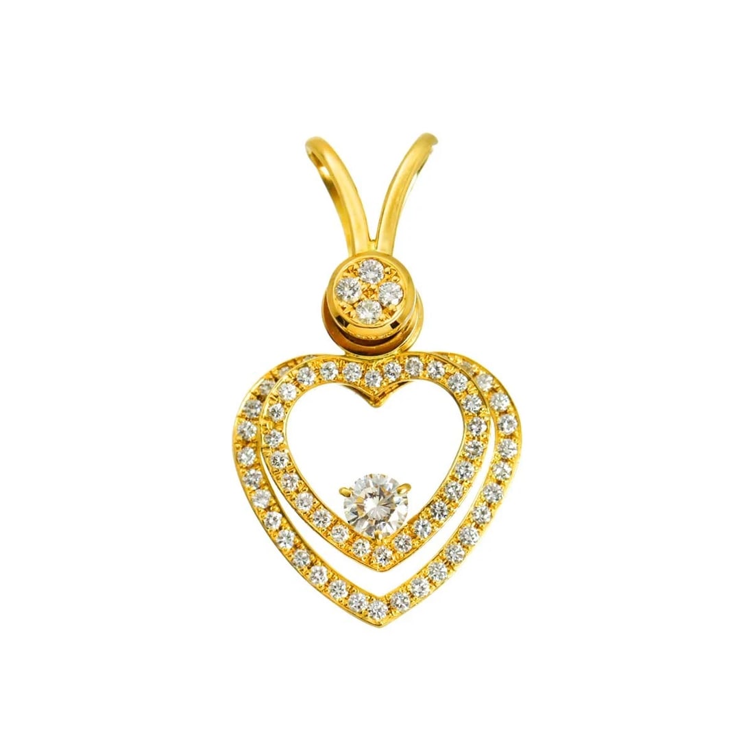 WALTHAM DIAMOND PENDANT TOP YG 750: WALTHAM Diamond Pendant Top YG 750 Brand: WALTHAM Type/Style: Pendant Material: 750 Yellow Gold, Main Stone Natural Color: Yellow Gold Size: W19.7mm x H33.3mm(full length) Thickness:4mm bail:(inside
