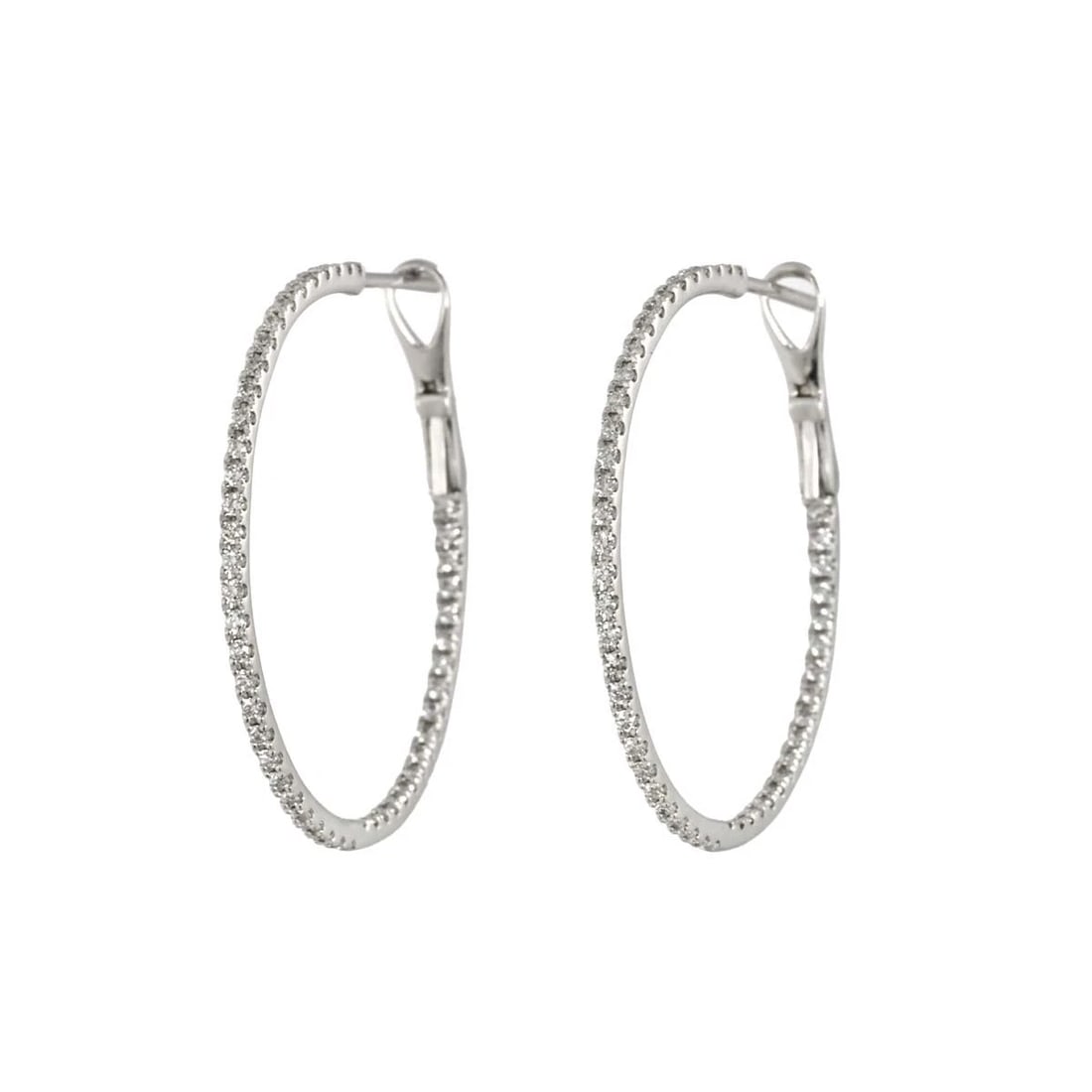 DIAMOND EARRINGS PIERCED WG 750: Diamond Earrings Pierced WG 750 Brand: Unbranded Type/Style: Earrings Material: 750 White Gold, Color: White Gold Size: W 1.4 x H 31.0mm Accessories: None Accessories Notice: When purchasi