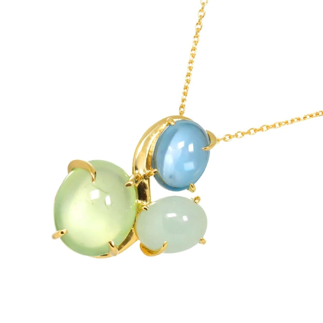 TASAKI BLUETOPAZ PRENIGHT QUARTZ NECKLACE: TASAKI BlueTopaz Prenight Quartz Necklace Brand: TASAKI Type/Style: Necklace Material: 750 Yellow Gold, Color: Yellow Gold Size: internal circumference of the chain:19.7inch(Adjustable) W 19.2x