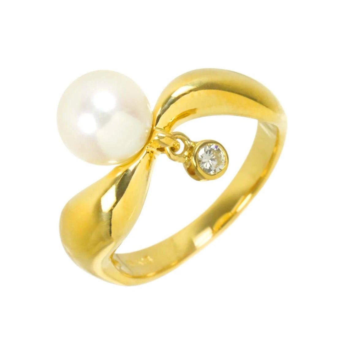MIKIMOTO AKOYA PEARL DIAMOND RING YG 750: MIKIMOTO Akoya Pearl Diamond Ring YG 750 Brand: MIKIMOTO Type/Style: Ring Material: 750 Yellow Gold, Color: Yellow Gold Size: 5.25(US) Accessories: None Accessories Notice: When purchasing
