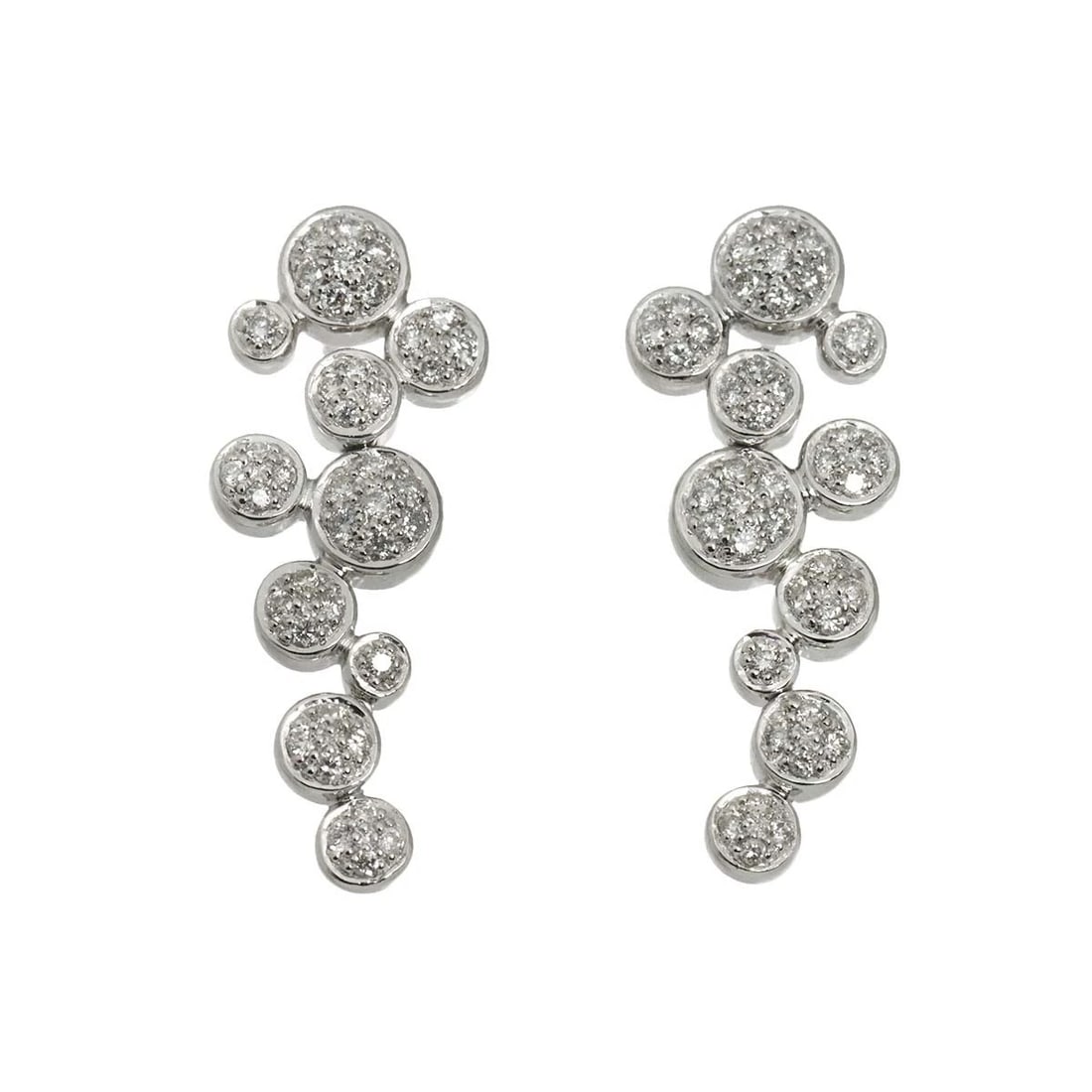 DIAMOND EARRINGS PIERCED WG 750: Diamond Earrings Pierced WG 750 Brand: Unbranded Type/Style: Earrings Material: 750 White Gold, Color: White Gold Size: W 9.7 x H 26mm Accessories: None Accessories Notice: When purchasing