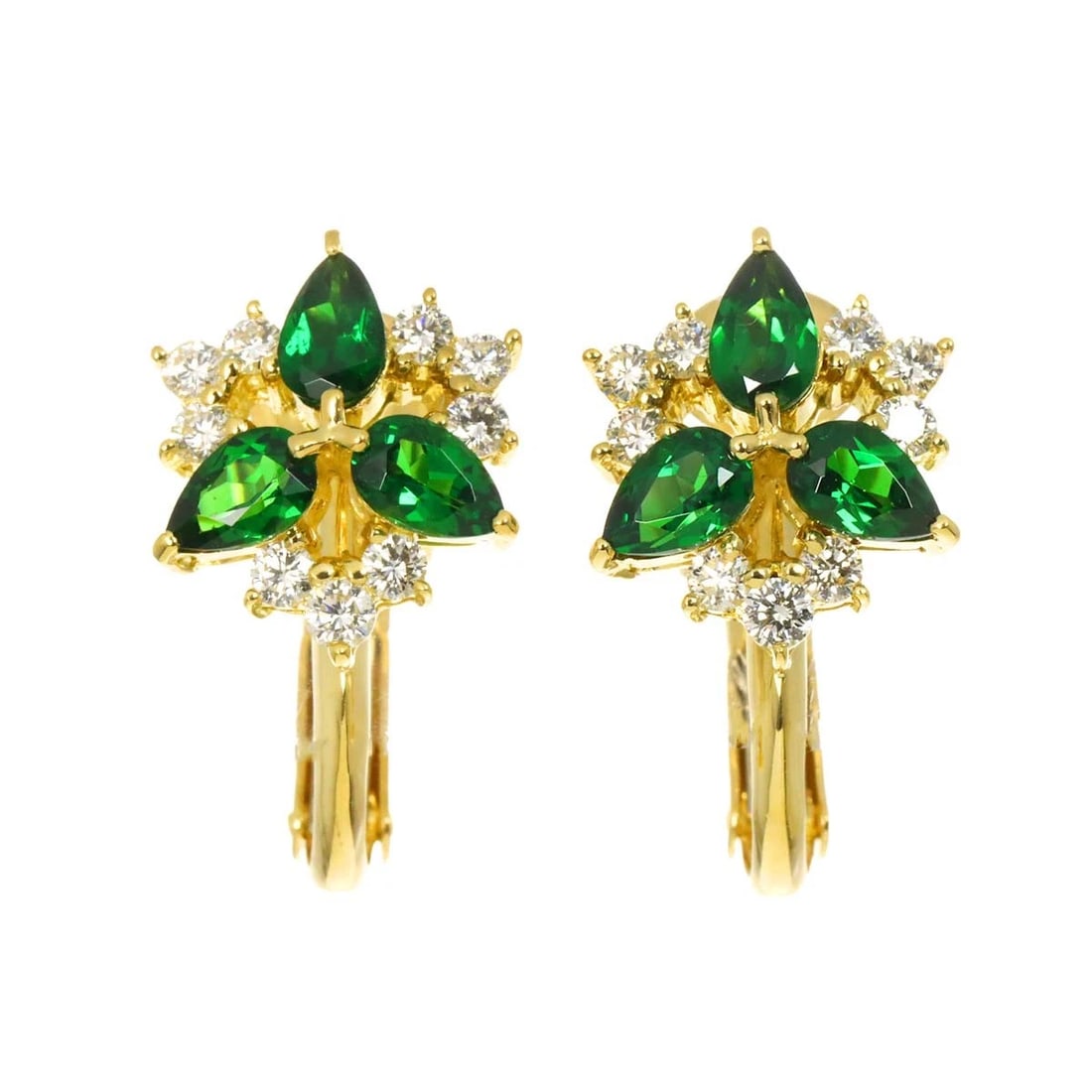 JEUNET GARNET DIAMOND EARRINGS CLIP ON: Jeunet Garnet Diamond Earrings Clip on Brand: Jeunet Type/Style: Earrings Material: 750 Yellow Gold, Color: Yellow Gold Size: W10.5 x H18.5mm Accessories: None Accessories Notice: When purchasing