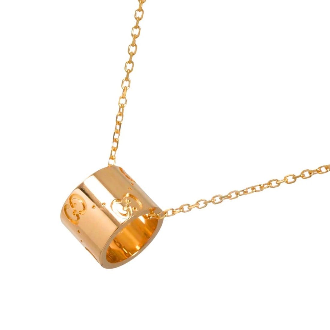 GUCCI ICON NECKLACE 750 PINK GOLD: GUCCI Icon Necklace 750 Pink Gold Brand: GUCCI Type/Style: Necklace Material: 750 Pink Gold, Color: Pink Gold Size: internal circumference of the chain:15.7inch to 15inch Top Charm(max):W9 x H11.4mm