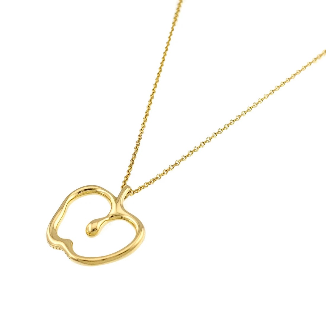 TIFFANY CO. APPLE MOTIF NECKLACE 750YELLOW GOLD: TIFFANY Co. Apple motif Necklace 750Yellow Gold Brand: TIFFANY Co. Type/Style: Necklace Material: 750 Yellow Gold, Color: Yellow Gold Size: internal circumference of the chain:16.1inch Top