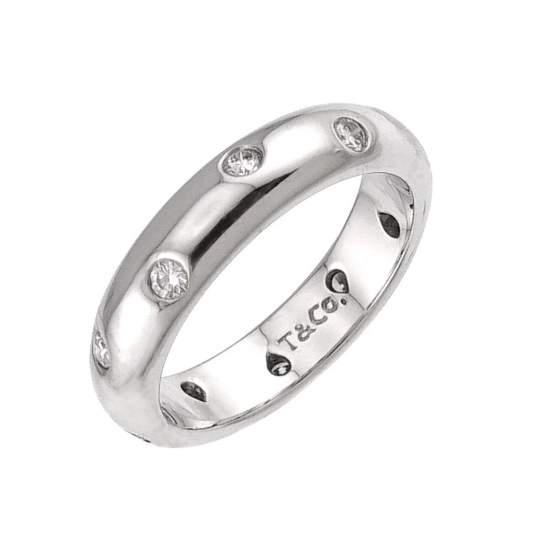 TIFFANY CO. DOTS DIAMOND RING PLATINUM: TIFFANY Co. Dots Diamond Ring Platinum Brand: TIFFANY Co. Type/Style: Ring Material: PT950, Main Stone Natural Color: Platinum Size: 4.5-4.75(US) Accessories: None Accessories Notice: When