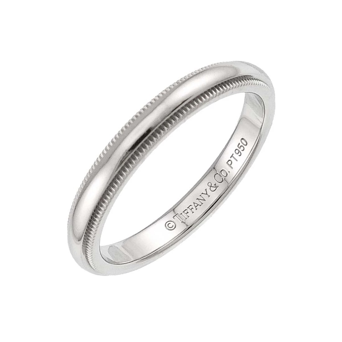 TIFFANY CO. MILGRAIN BAND RING PLATINUM: TIFFANY Co. Milgrain Band Ring Platinum Brand: TIFFANY Co. Type/Style: Ring Material: PT950, Color: Platinum Size: 8.25(US) Accessories: None Accessories Notice: When purchasing pre-owned goods,