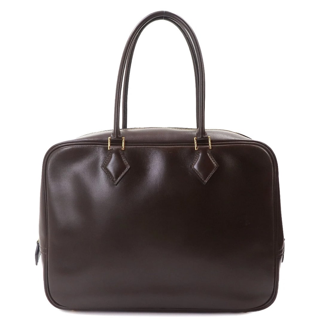 HERMES PLUME 32 HAND BAG BOX CALF EBENE BROWN PURSE (1 of 5)