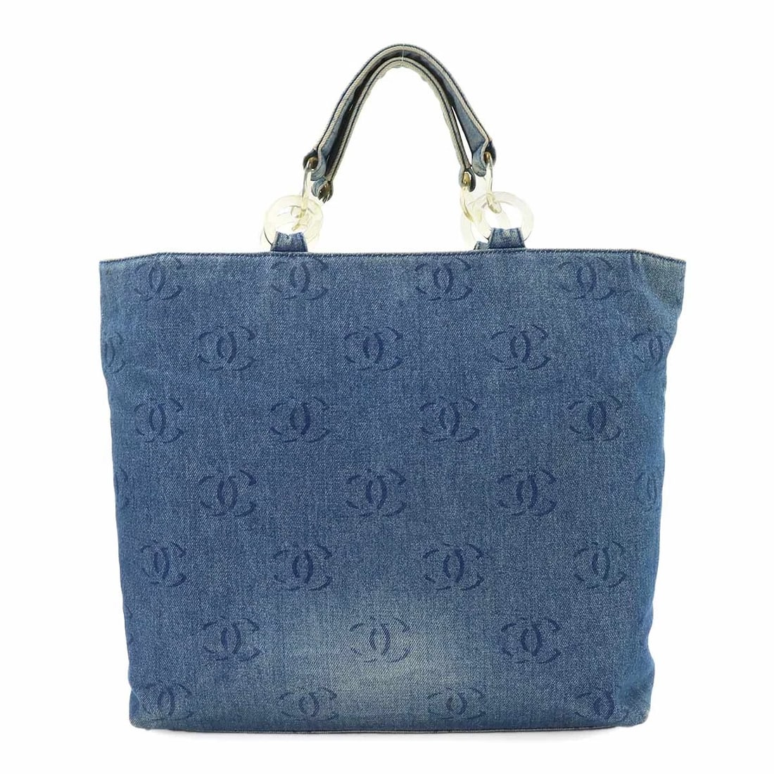 CHANEL PLASTIC CHAIN TOTE BAG DENIM BLUE COCO MARK PURSE: CHANEL Plastic Chain Tote Bag Denim Blue Coco Mark Purse Brand: CHANEL Type/Style: Tote Bag Material: Denim Color: Blue Size: W 14.57 inch, H 13.78 inch, D 4.72 inch Accessories: None Acce