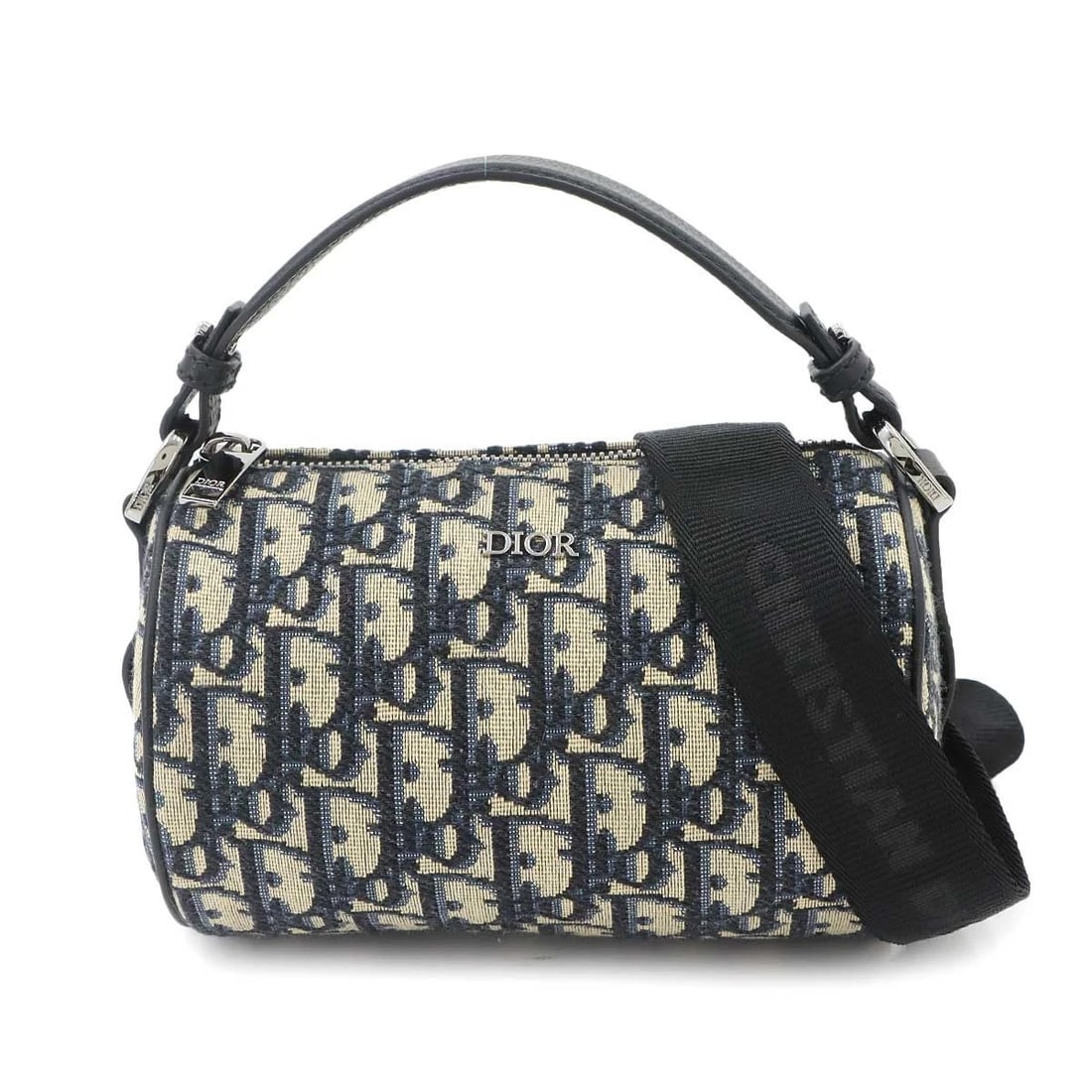 CHRISTIAN DIOR OBLIQUE MINI ROLLER SHOULDER HAND BAG: Christian Dior Oblique Mini Roller Shoulder Hand Bag Brand: Christian Dior Type/Style: Shoulder Bag / Hand Bag Material: Canvas , Leather Color: Navy Size: W 6.69 inch, H 4.53 inch, D 4.53 inch Ac