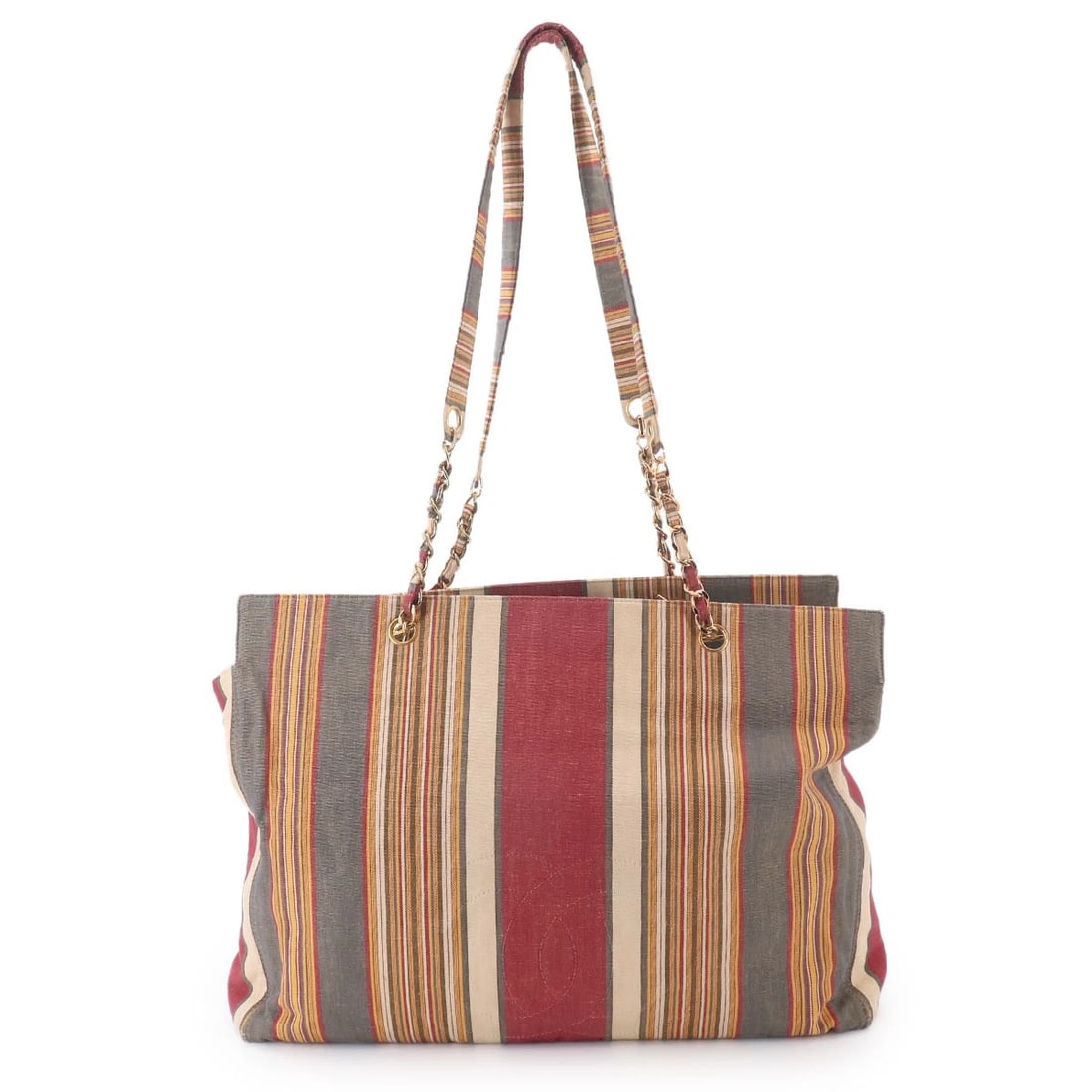 CHANEL STRIPE TOTE BAG CANVAS MULTICOLOR COCO LOGOS PURSE: CHANEL Stripe Tote Bag Canvas Multicolor Coco Logos Purse Brand: CHANEL Type/Style: Tote bag Material: Canvas Color: Multicolor Size: W 16.73 inch, H 12.99 inch, D 4.33 inch Accessories: None